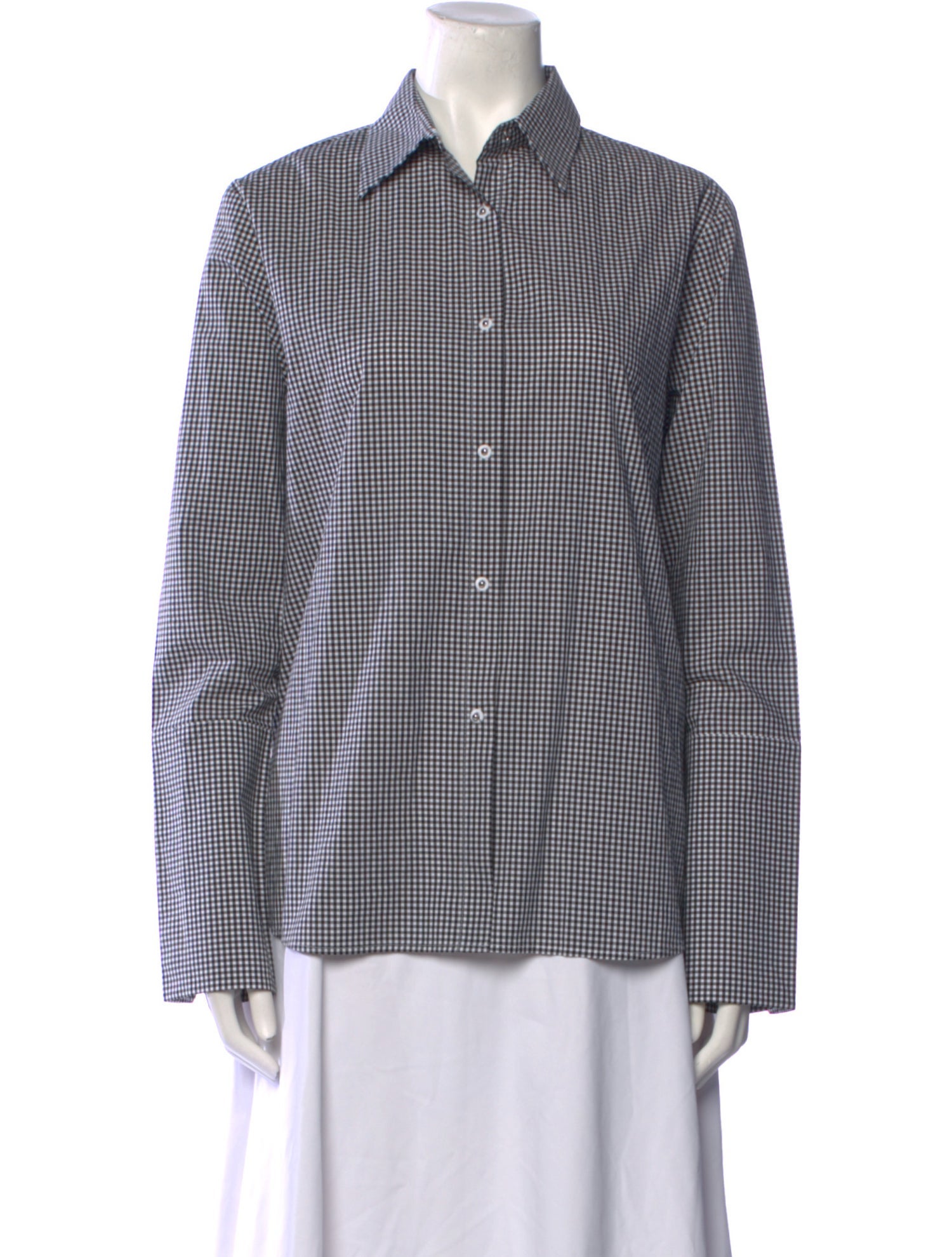 Misha Nonoo Plaid Print Long Sleeve Button-Up Top