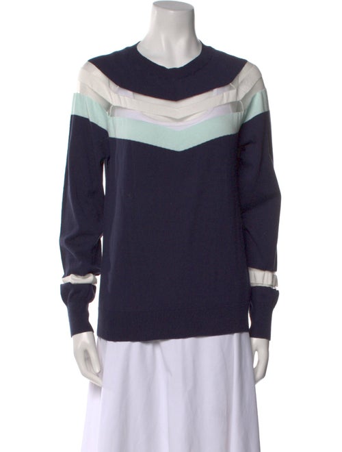 Misha Nonoo Colorblock Pattern Crew Neck Sweater