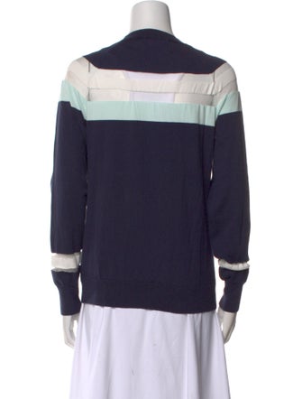 Misha Nonoo Colorblock Pattern Crew Neck Sweater