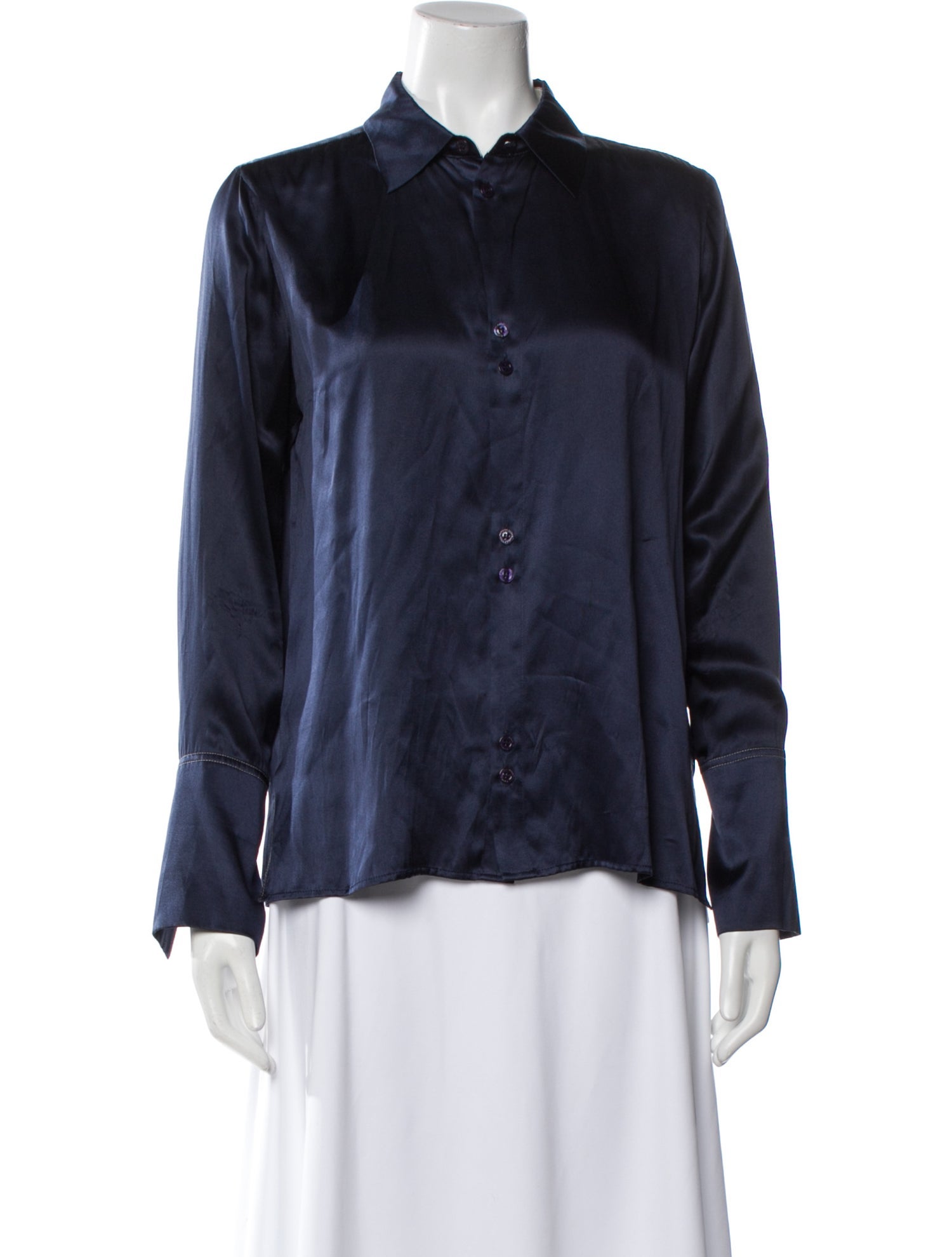 Misha Nonoo Silk Long Sleeve Button-Up Top