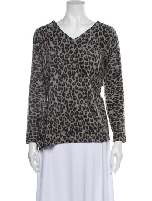 Minnie Rose Cashmere Animal Print Sweater Rose