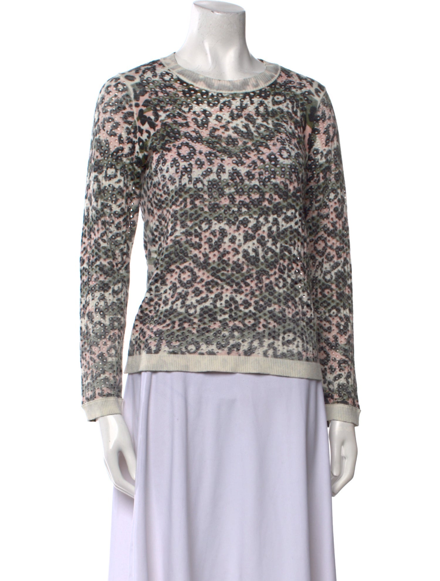 Minnie Rose Printed Crew Neck Sweater