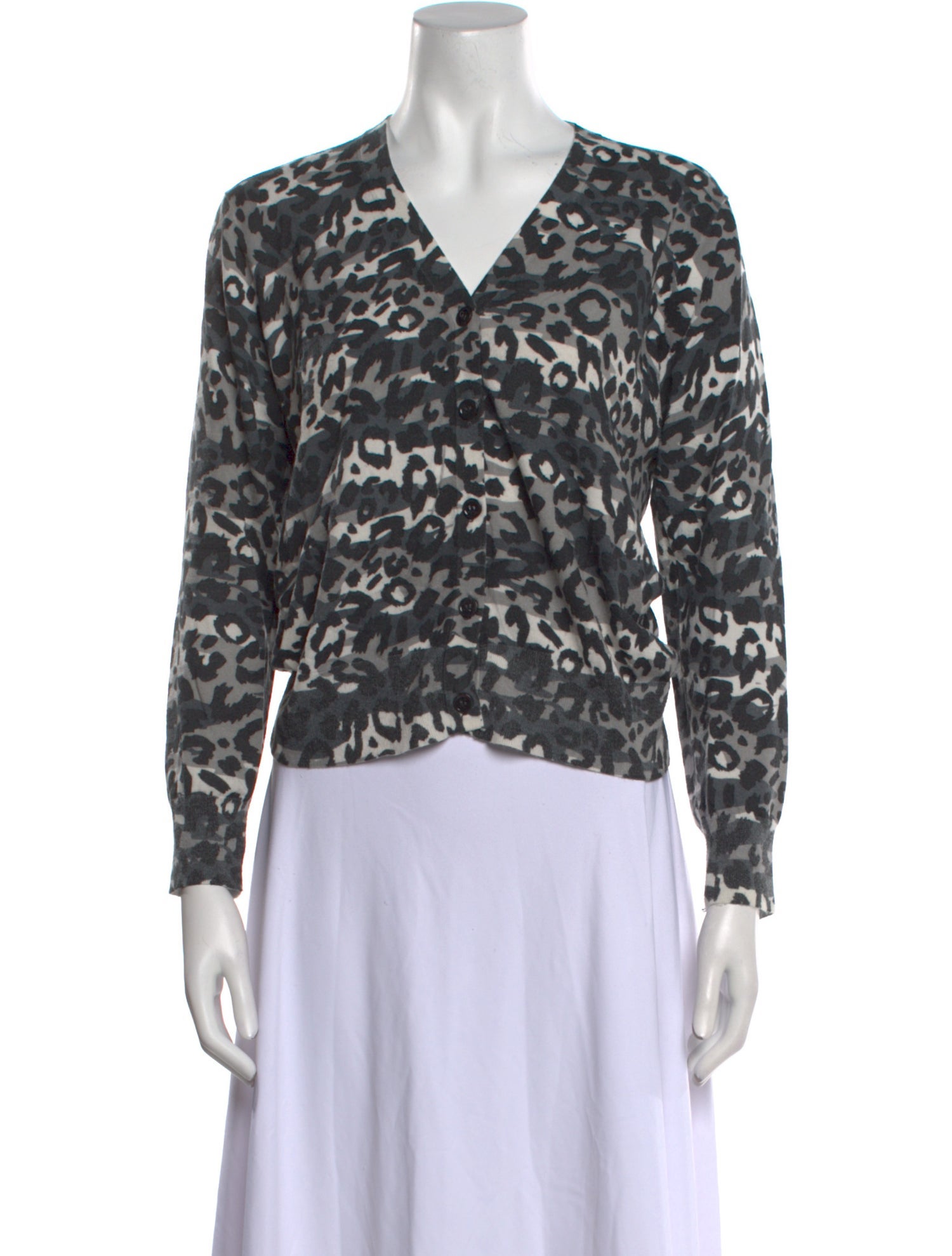 Minnie Rose Printed V-Neck Sweater