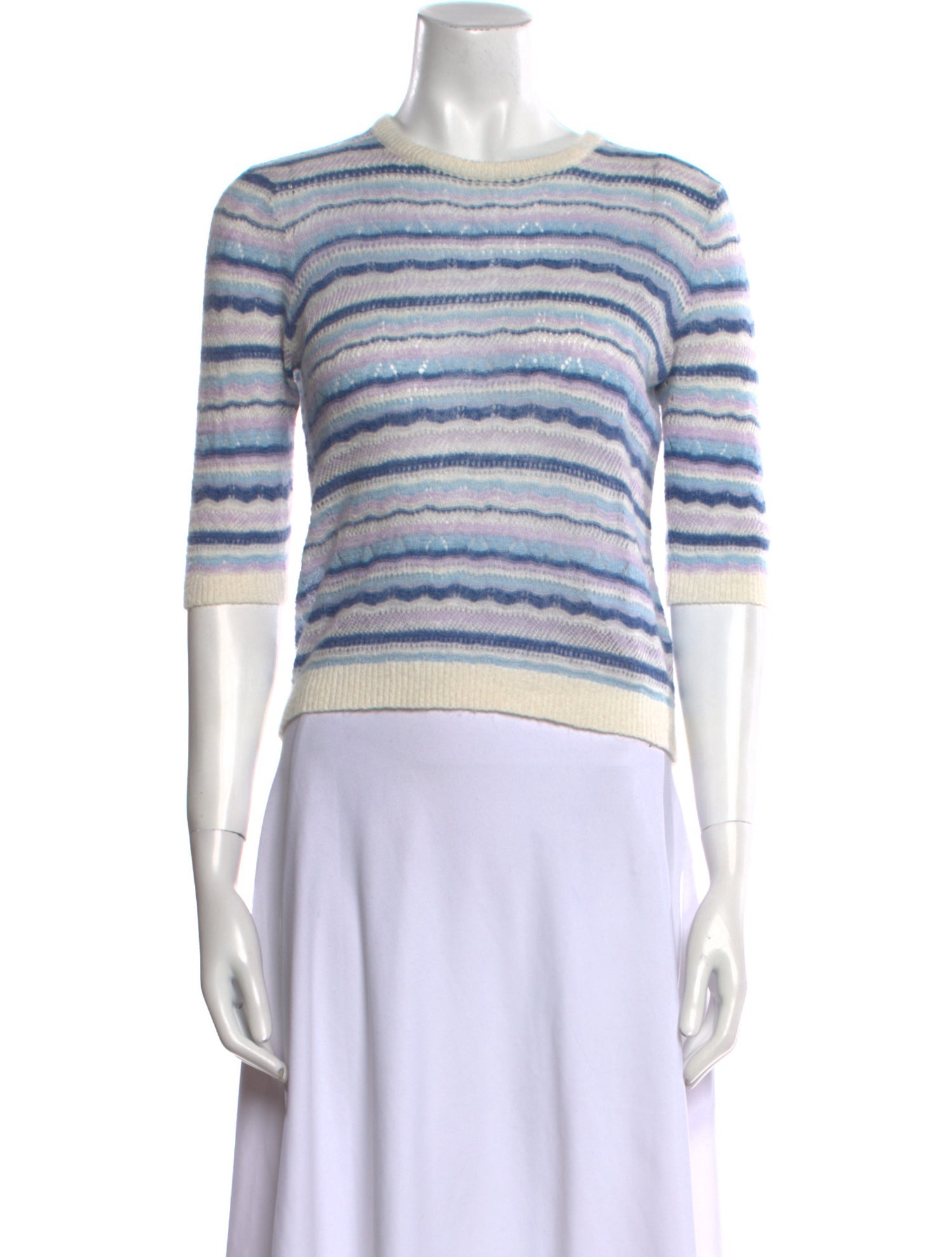 Minnie Rose Striped Crew Neck Sweater