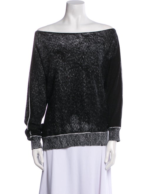 Minnie Rose Colorblock Pattern Off-The-Shoulder Sweater