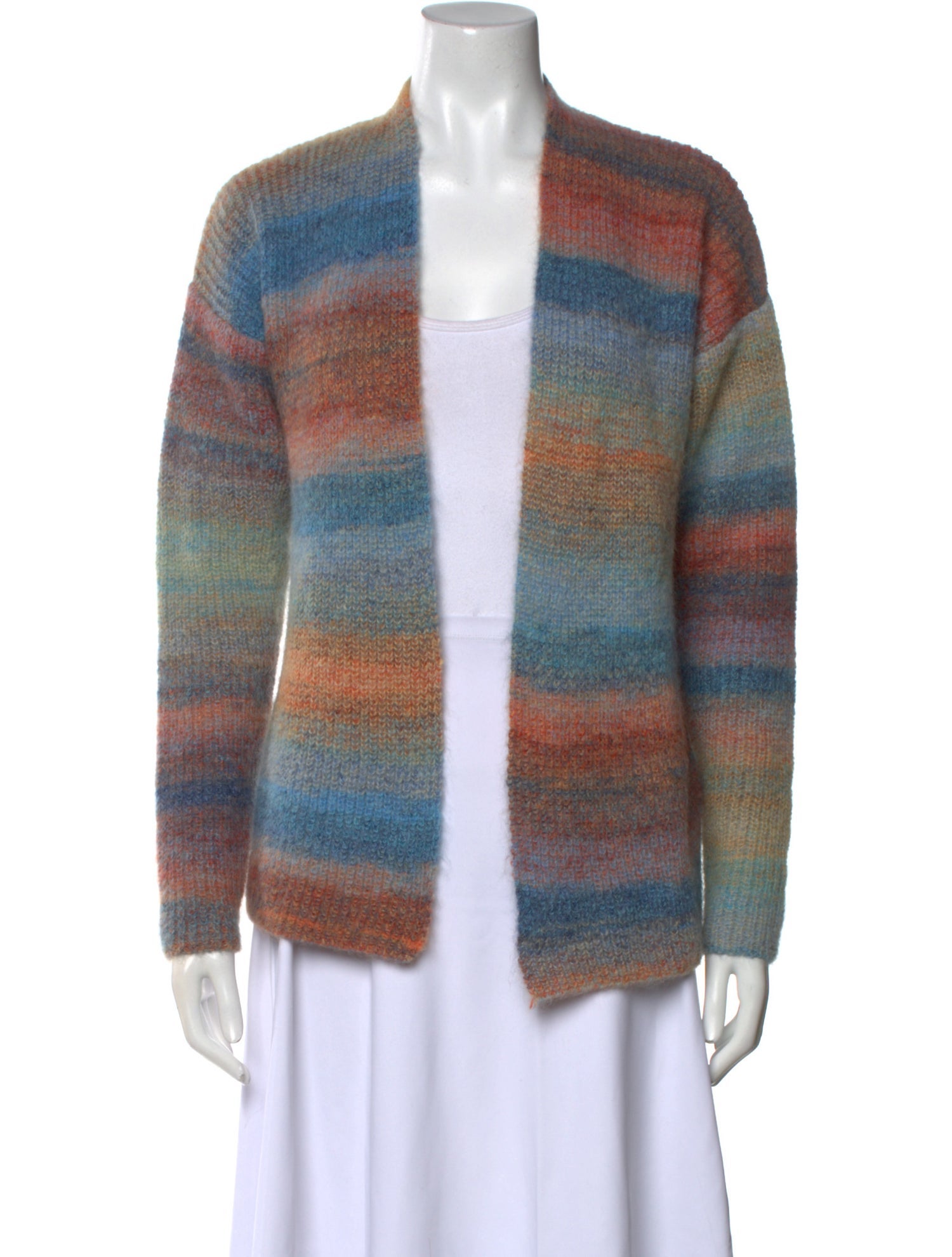 Minnie Rose Striped Open Front Sweater