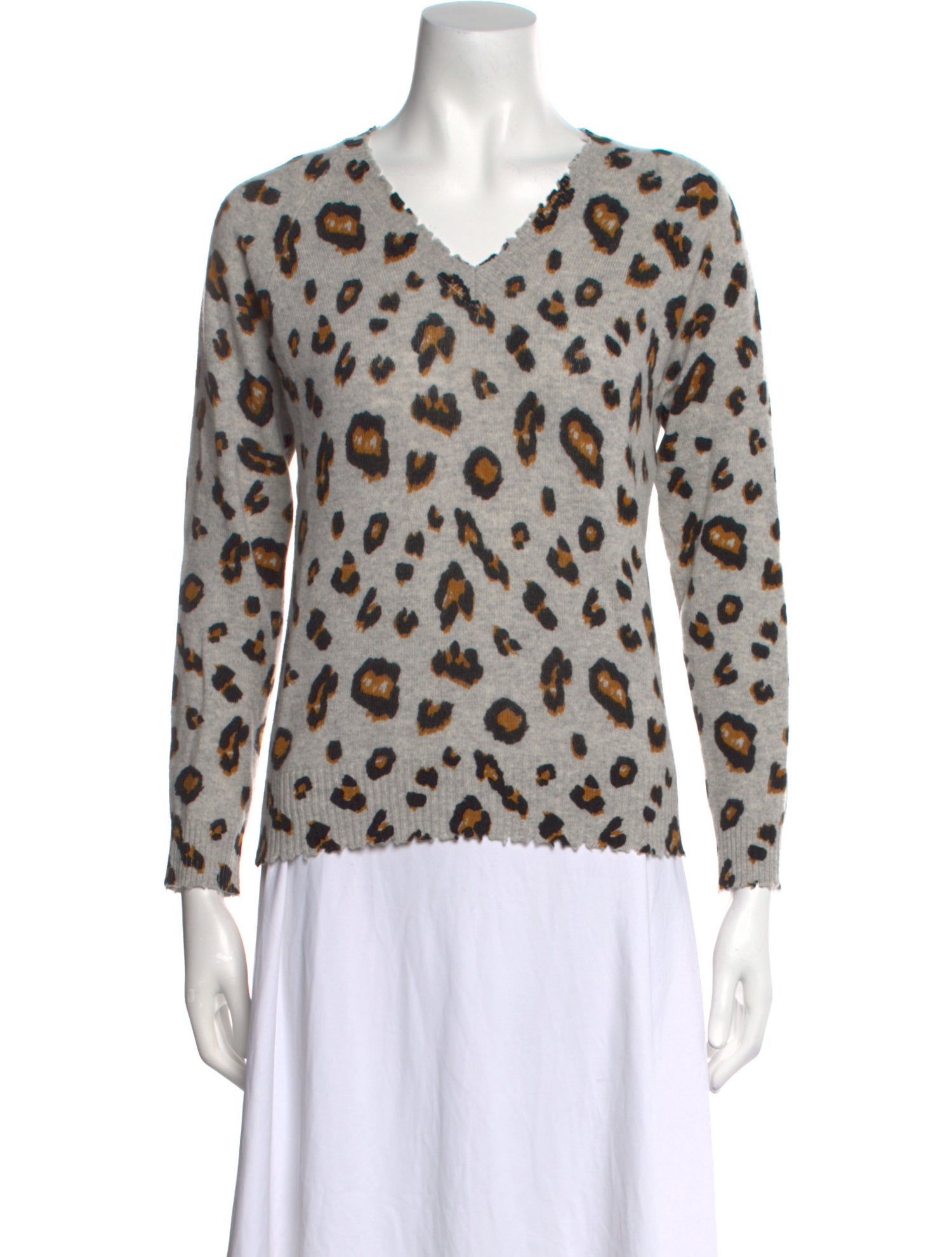 Minnie Rose Cashmere Animal Print Sweater