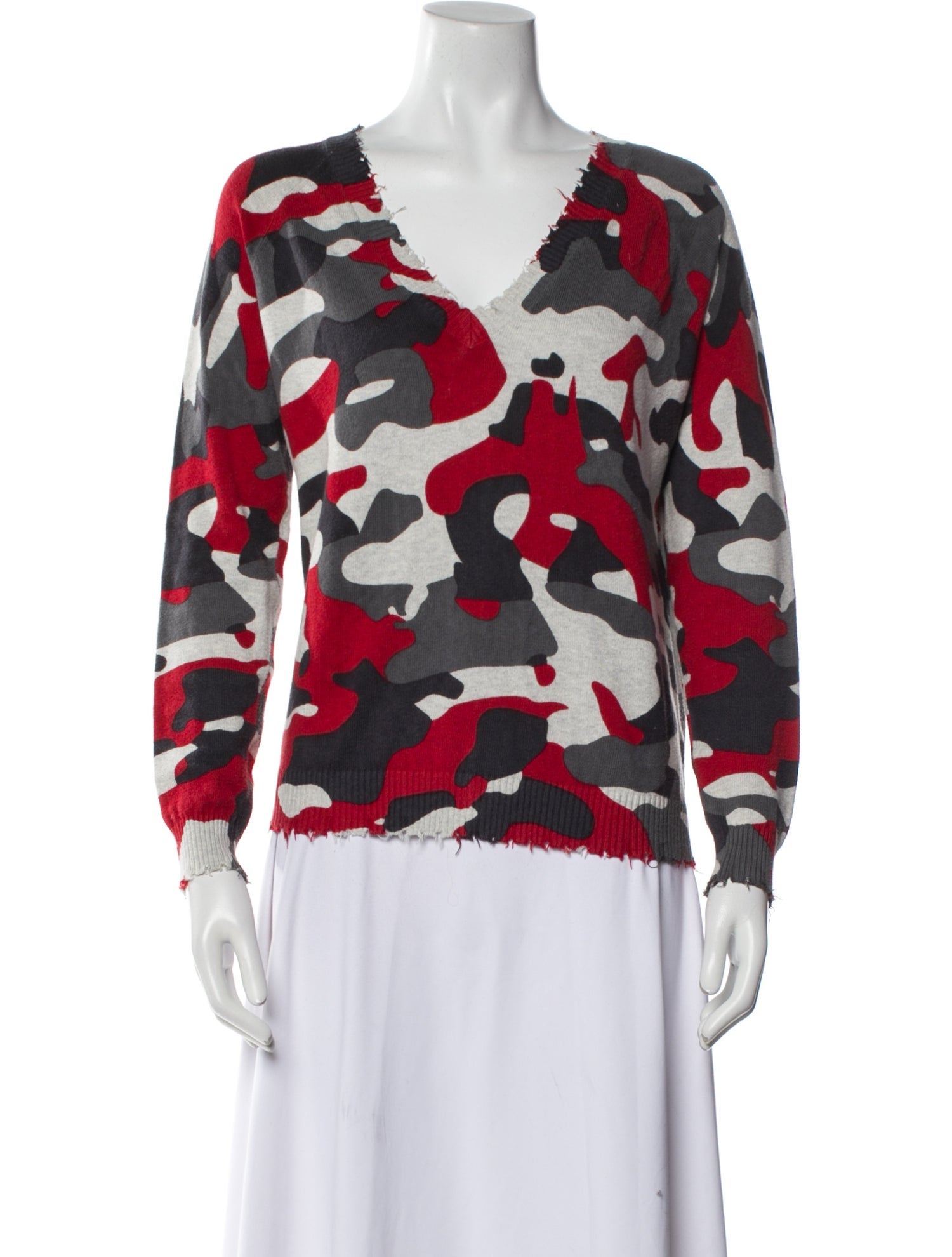 Minnie Rose Printed V-Neck Sweater