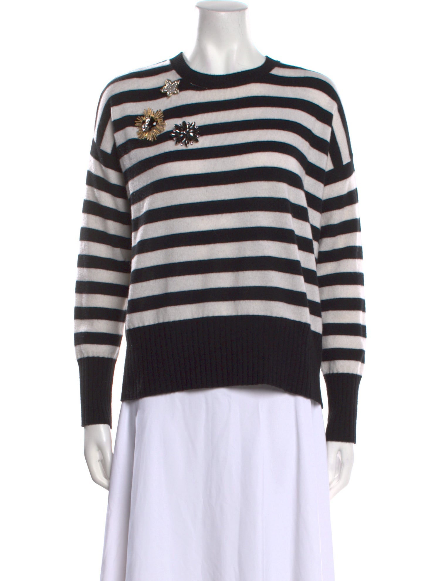 Minnie Rose Cashmere Striped Sweater