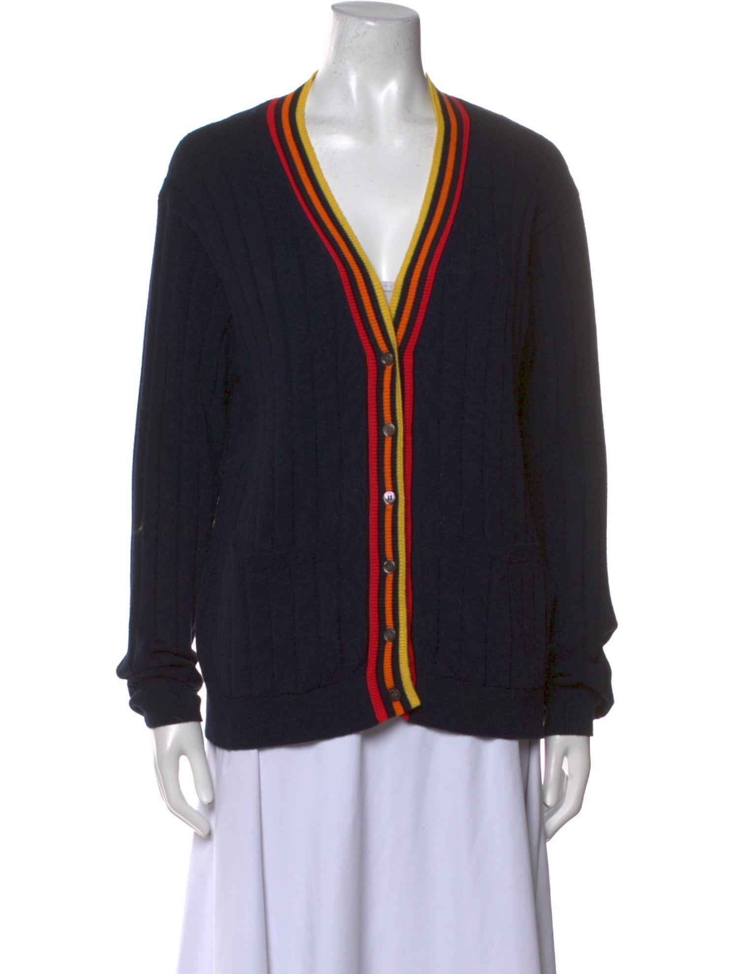 Minnie Rose Striped V-Neck Sweater