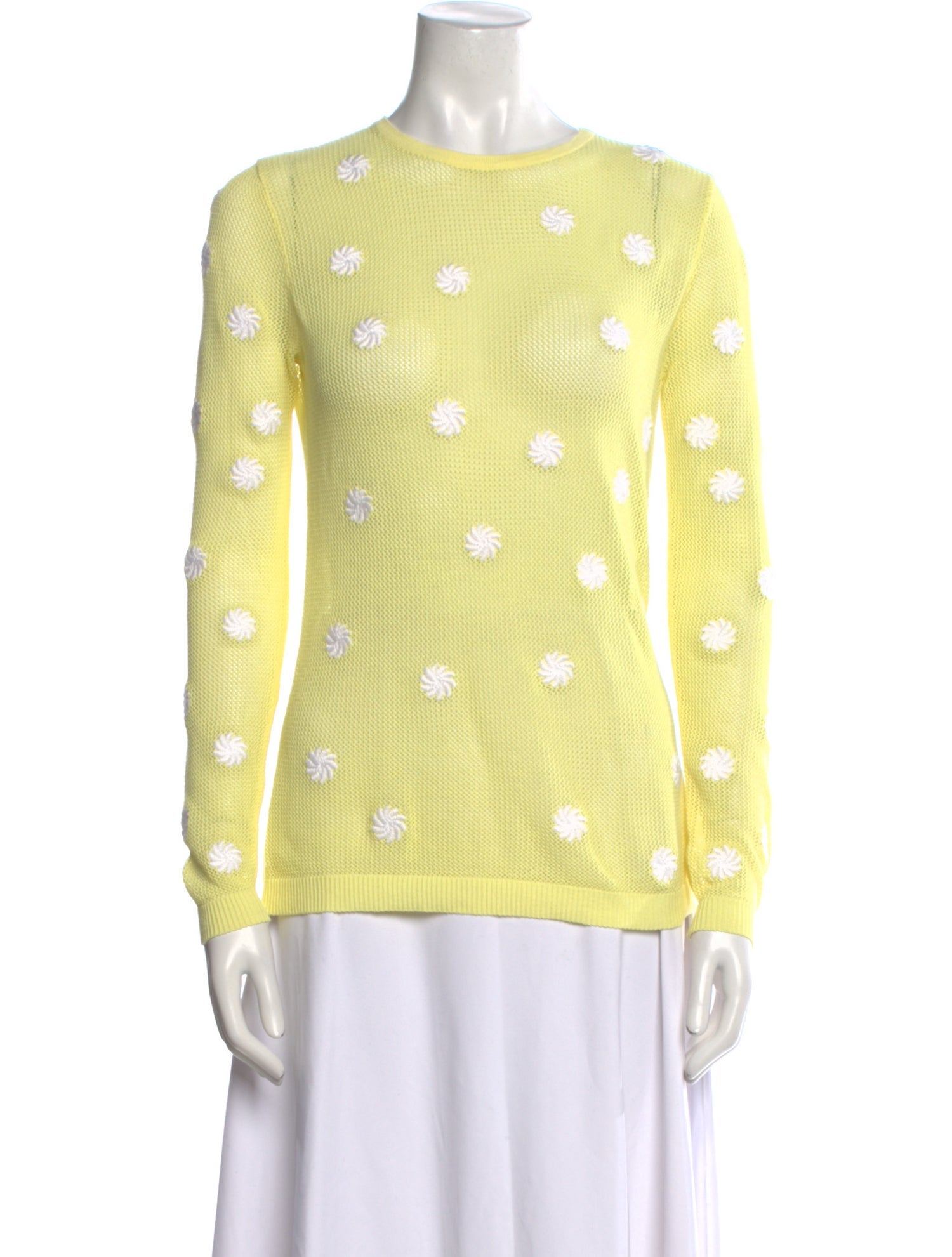 Minnie Rose Polka Dot Print Crew Neck Sweater