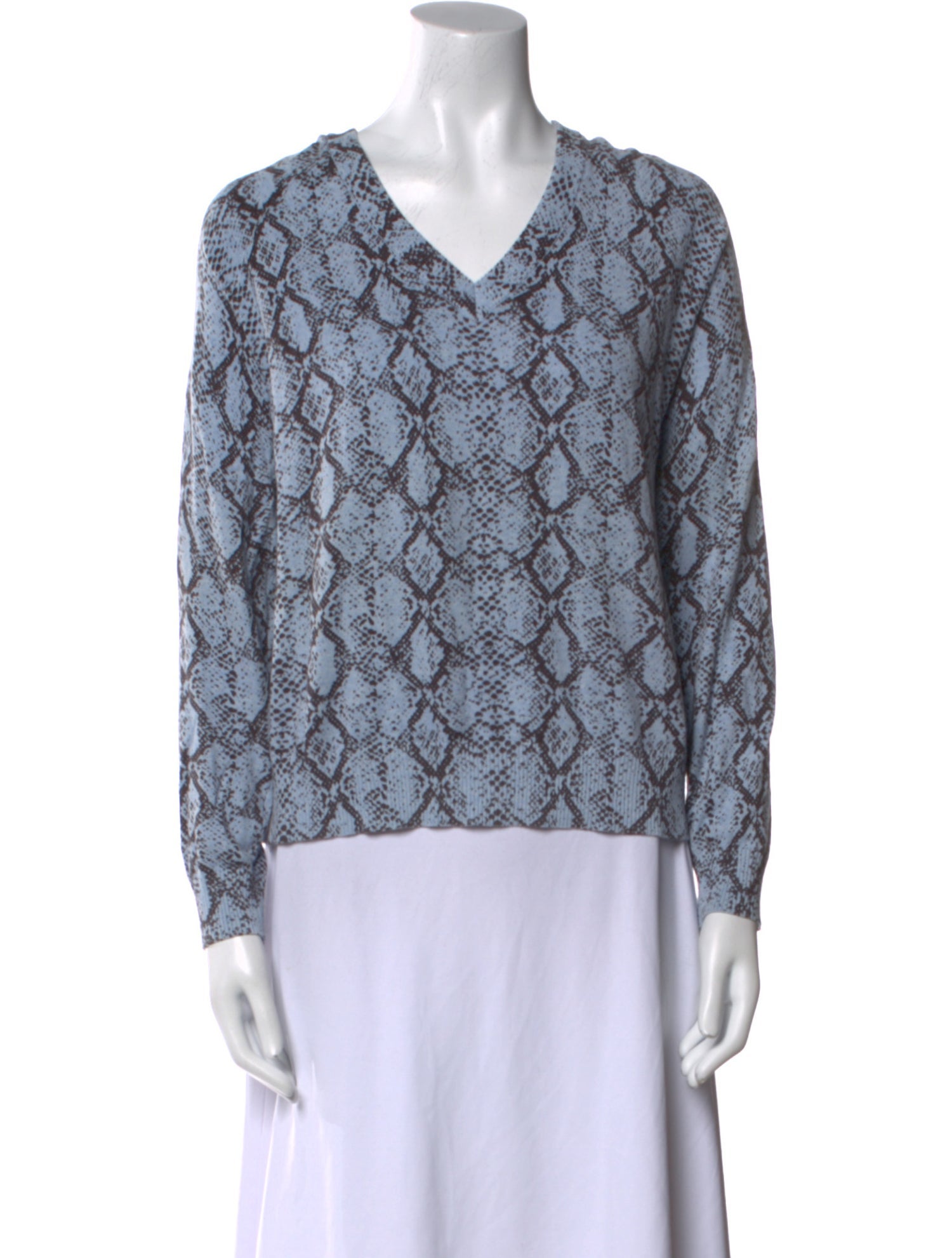 Minnie Rose Animal Print V-Neck Sweater