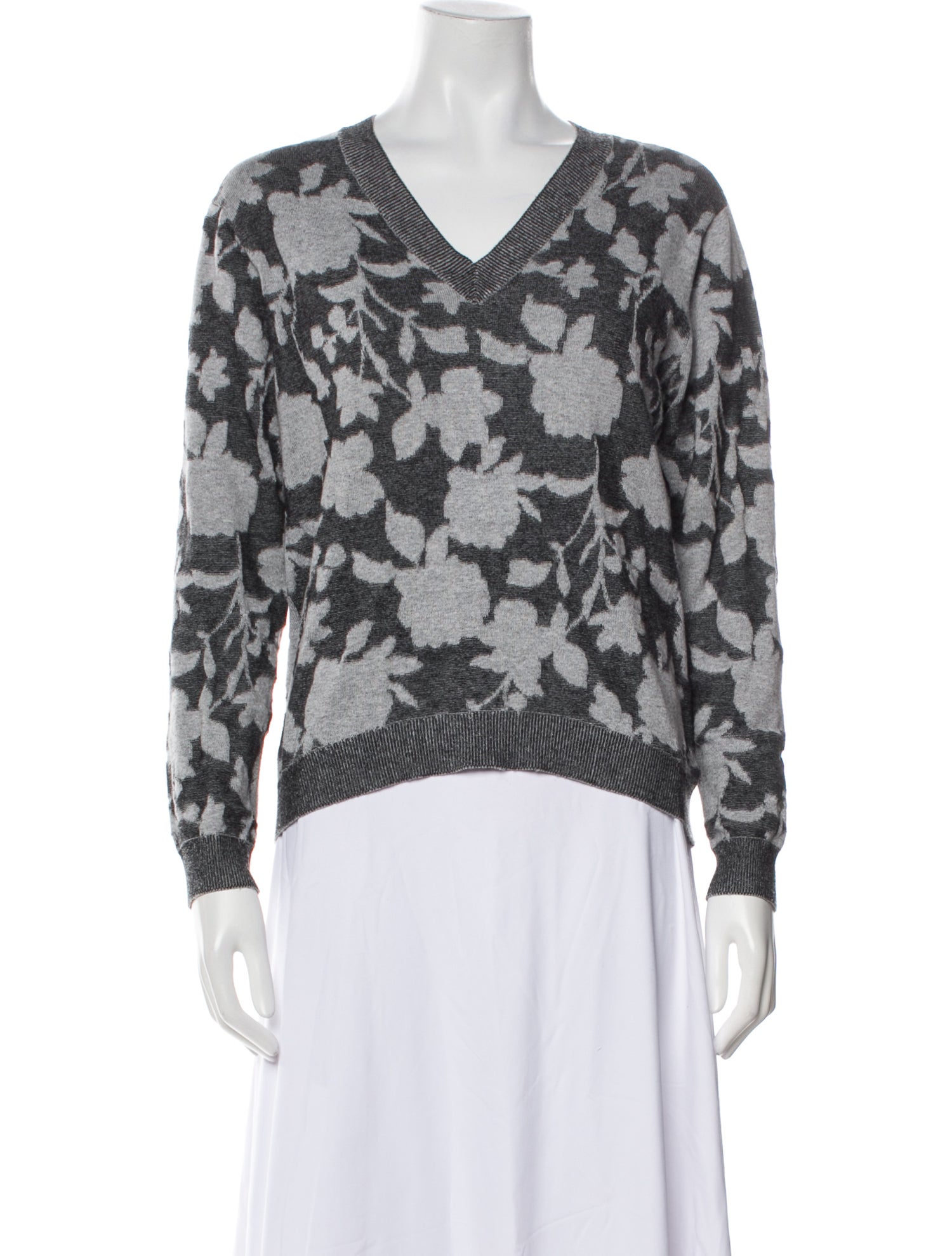 Minnie Rose Printed V-Neck Sweater