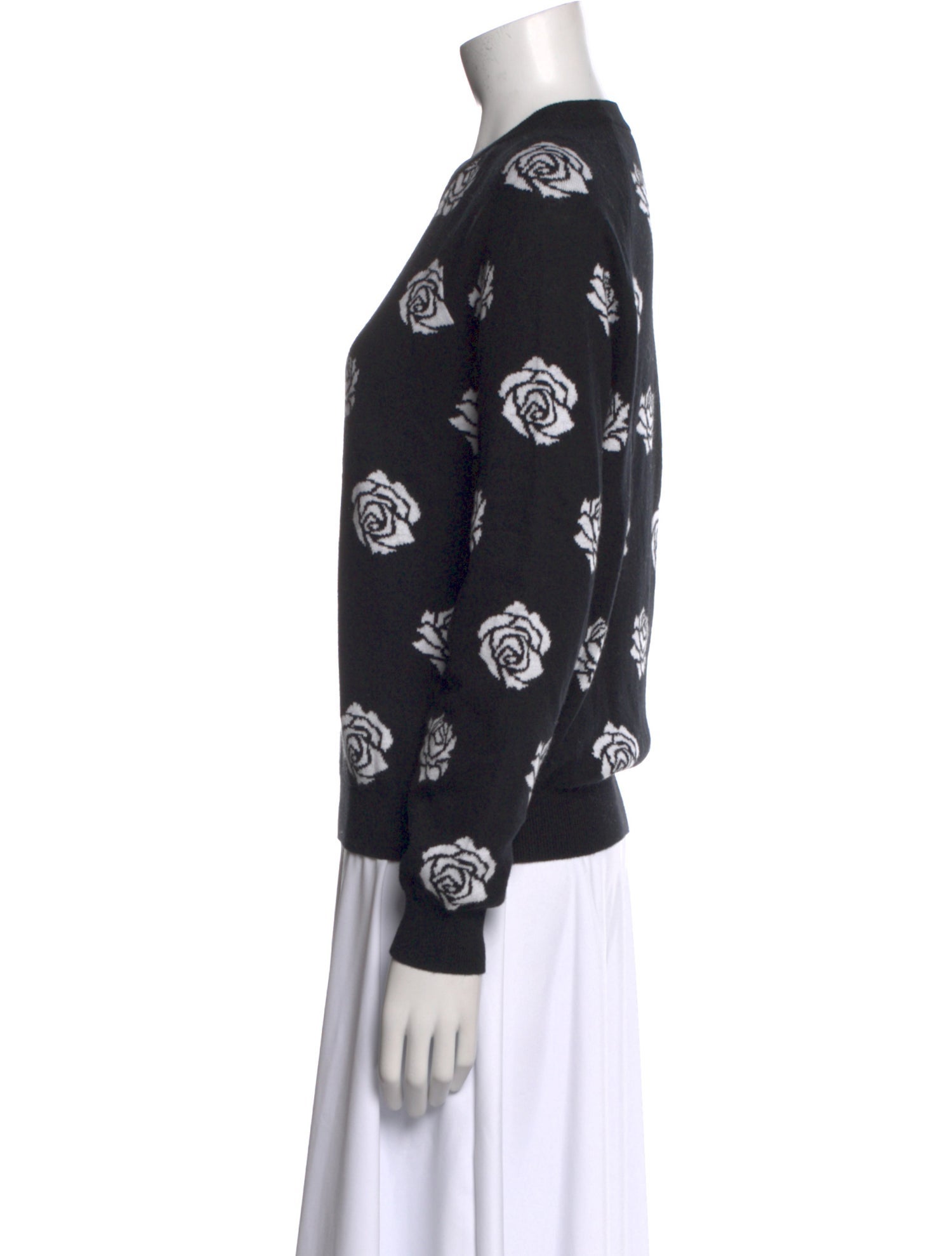 Minnie Rose Floral Print Crew Neck Sweater