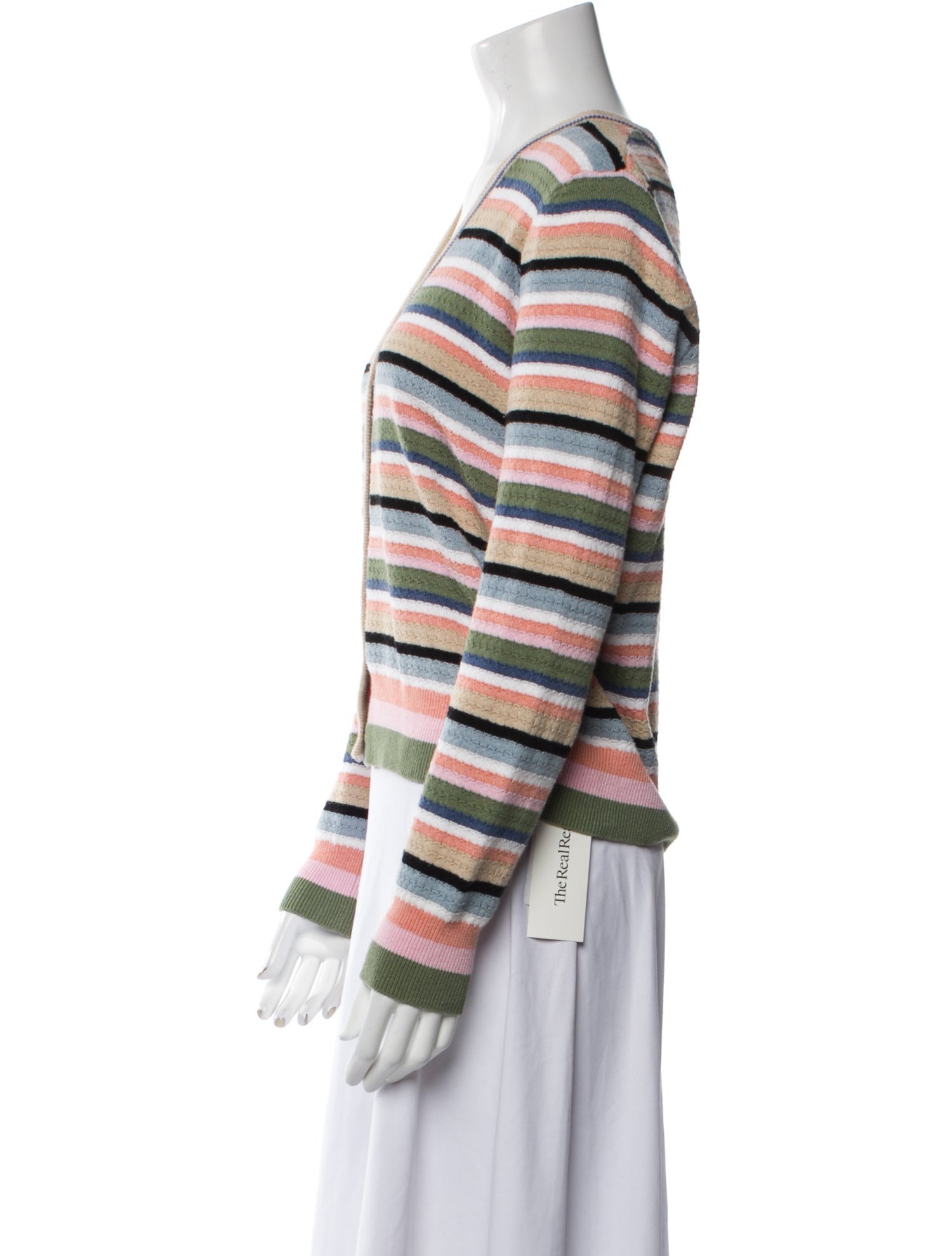 Minnie Rose Striped V-Neck Sweater