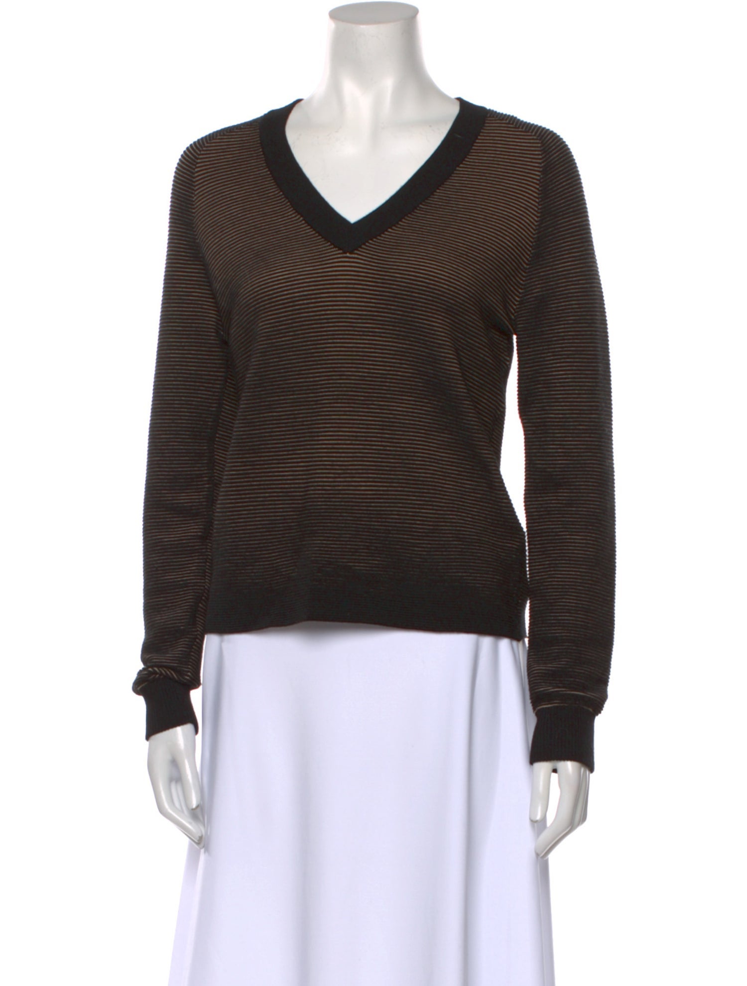 Minnie Rose Striped V-Neck Sweater