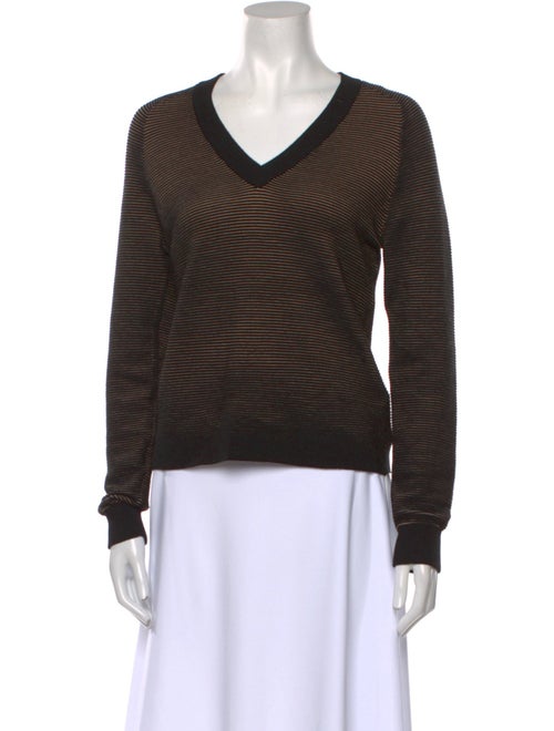 Minnie Rose Striped V-Neck Sweater