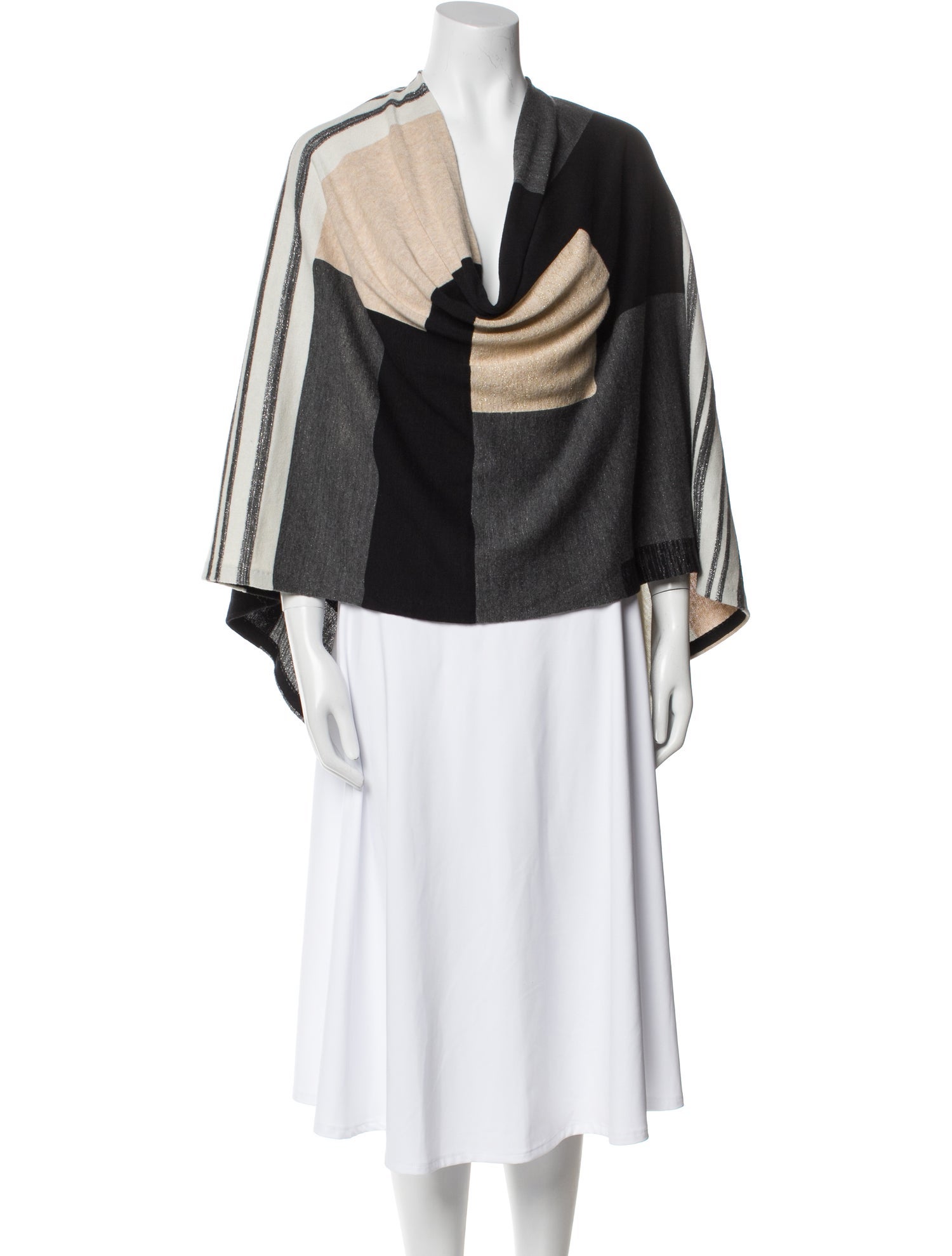 Minnie Rose Striped Cowl Neck Sweater