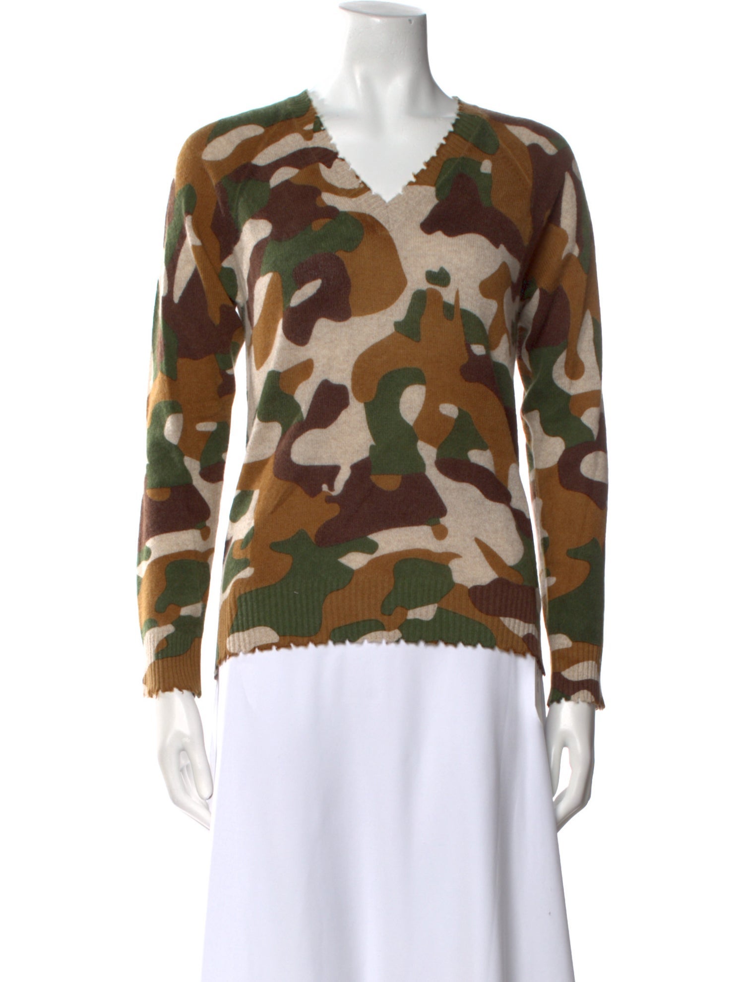 Minnie Rose Cashmere Printed Sweater w/ Tags