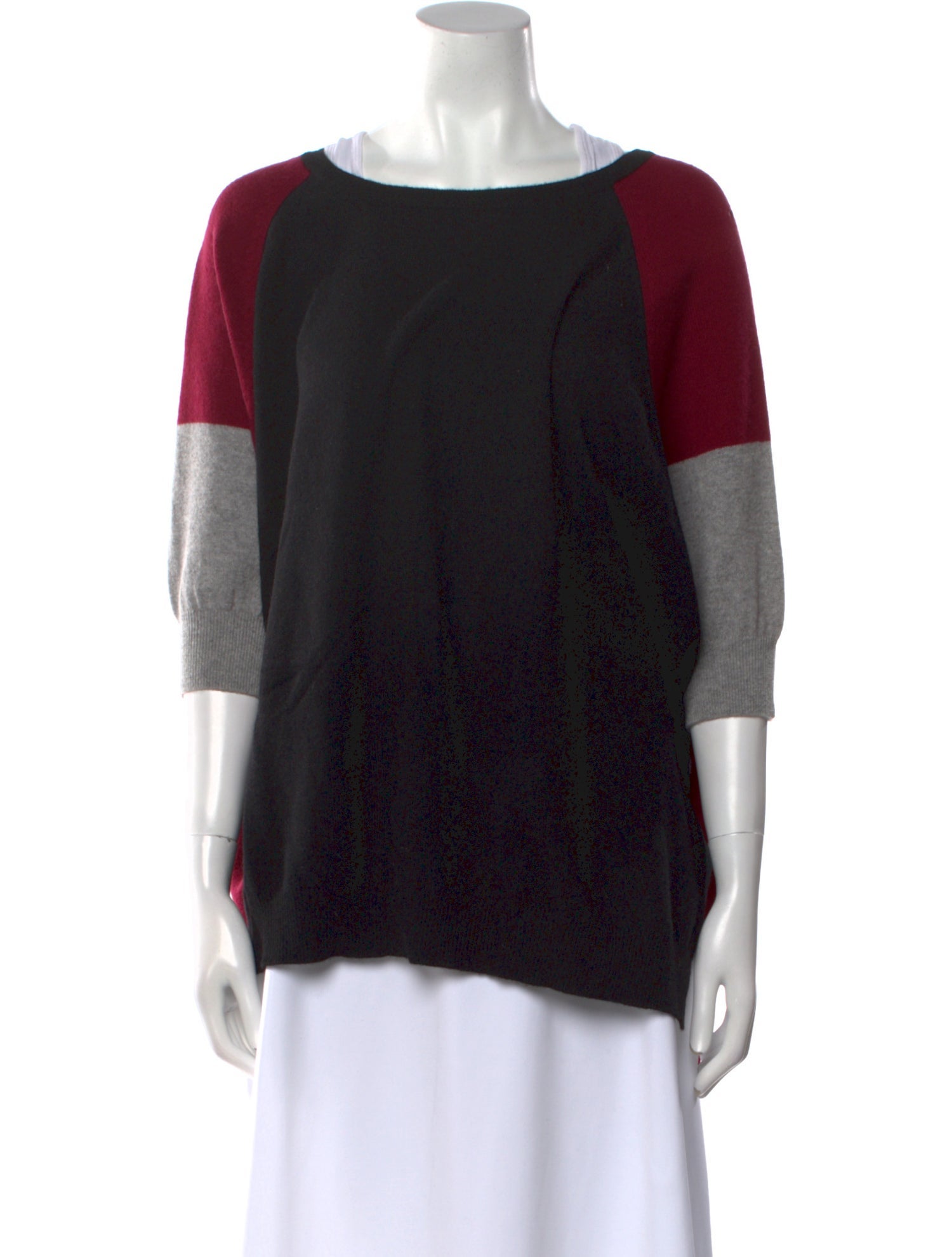 Minnie Rose Cashmere Colorblock Pattern Sweater