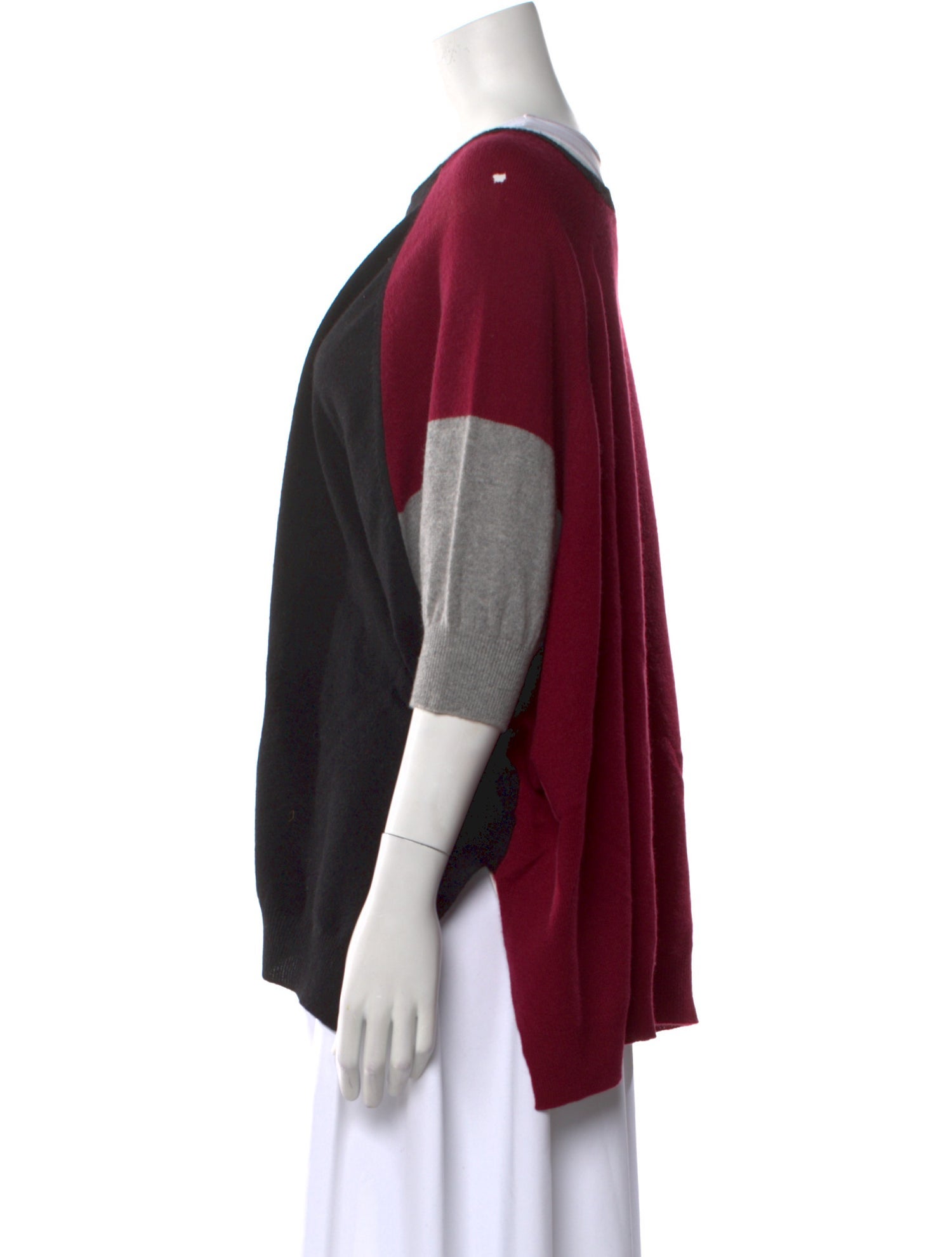 Minnie Rose Cashmere Colorblock Pattern Sweater