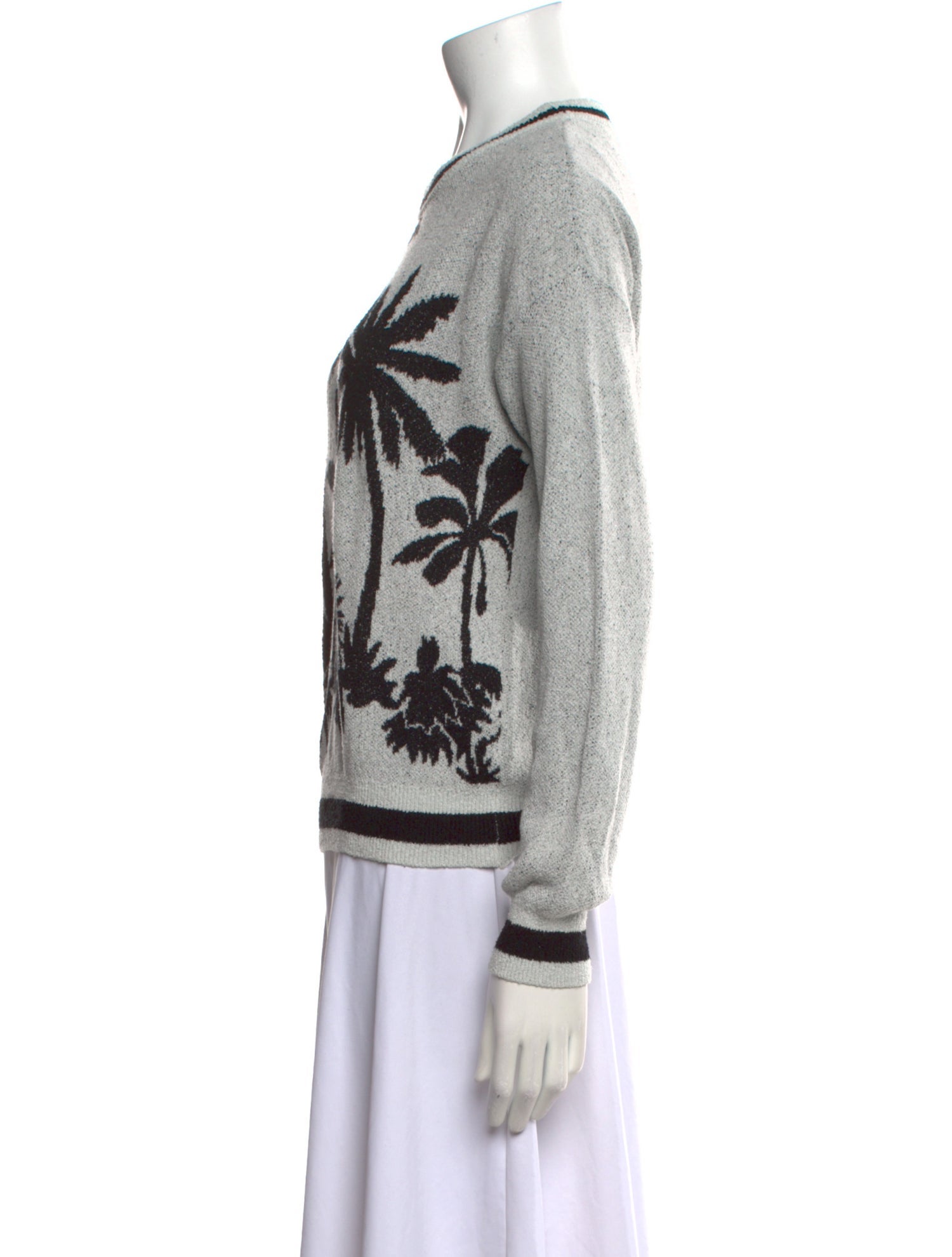 Minnie Rose Printed Scoop Neck Sweater