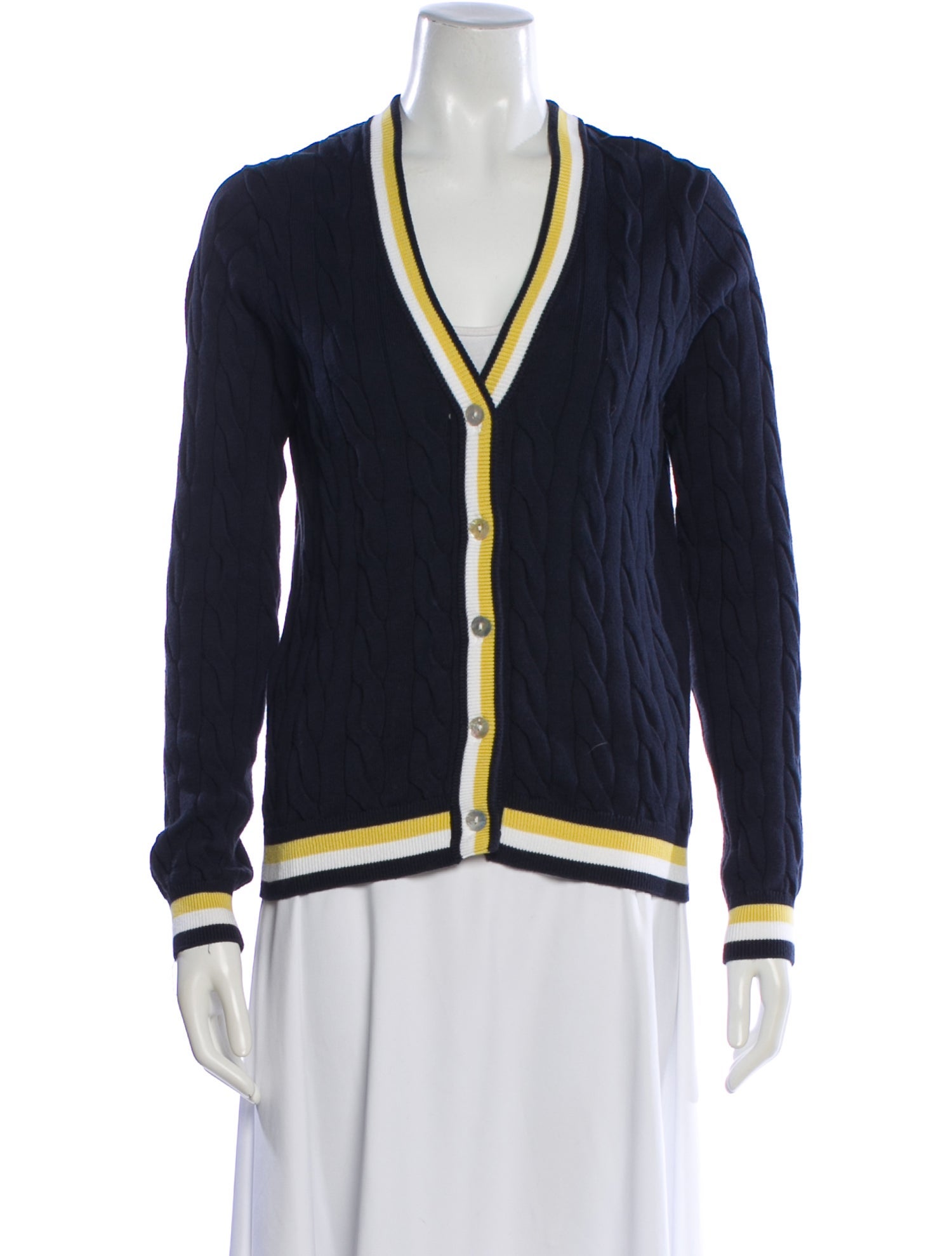 Minnie Rose Colorblock Pattern V-Neck Sweater