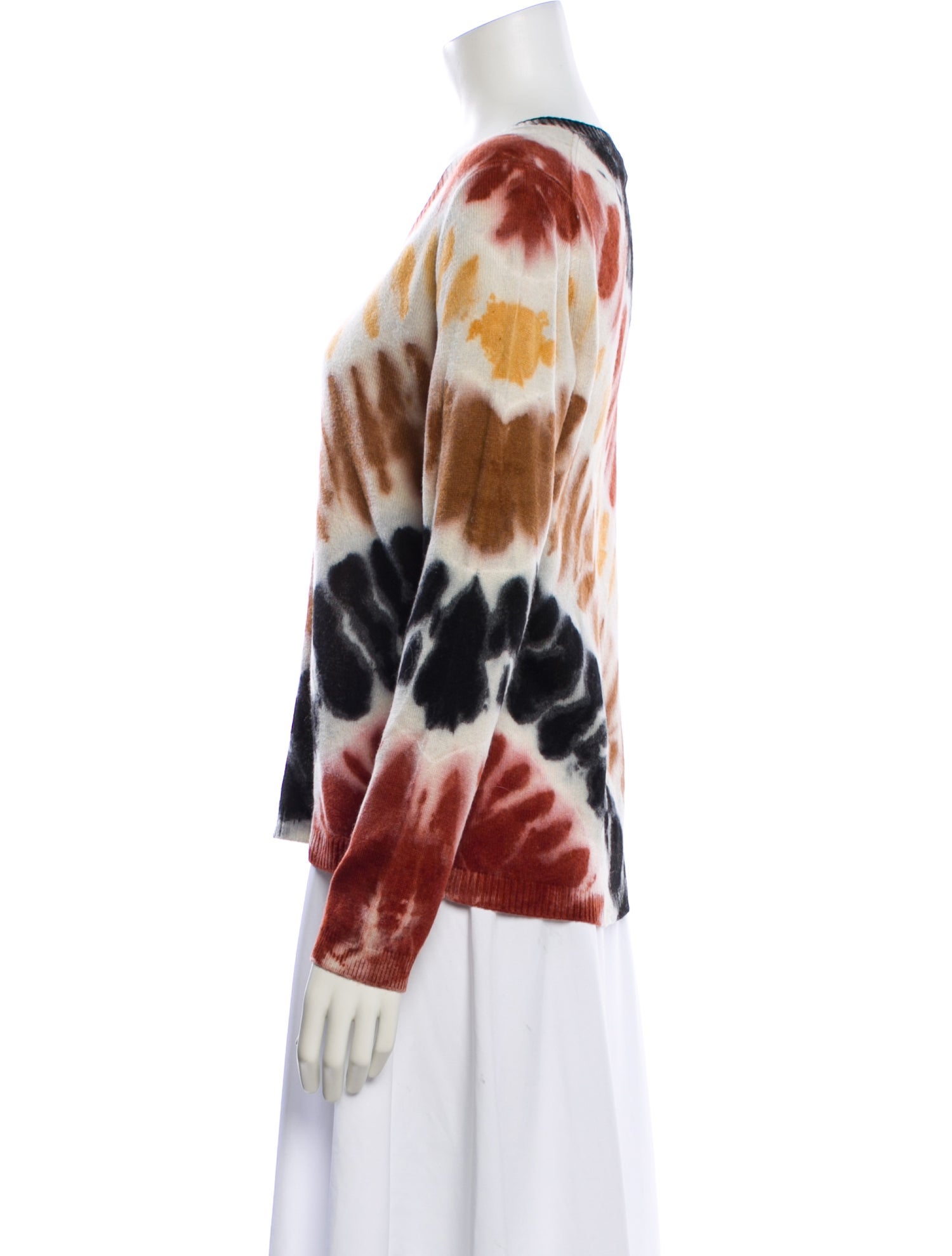 Minnie Rose Tie-Dye Print V-Neck Sweater