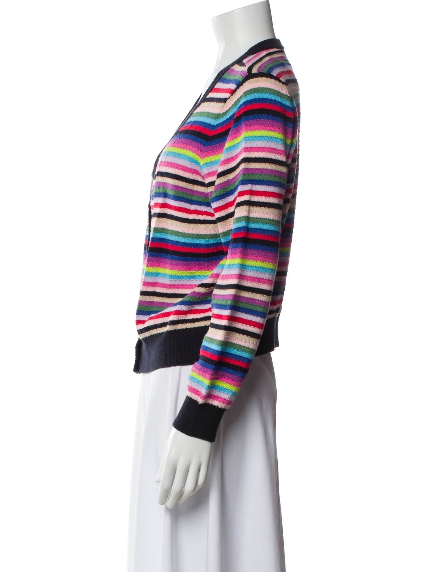 Minnie Rose Striped V-Neck Sweater