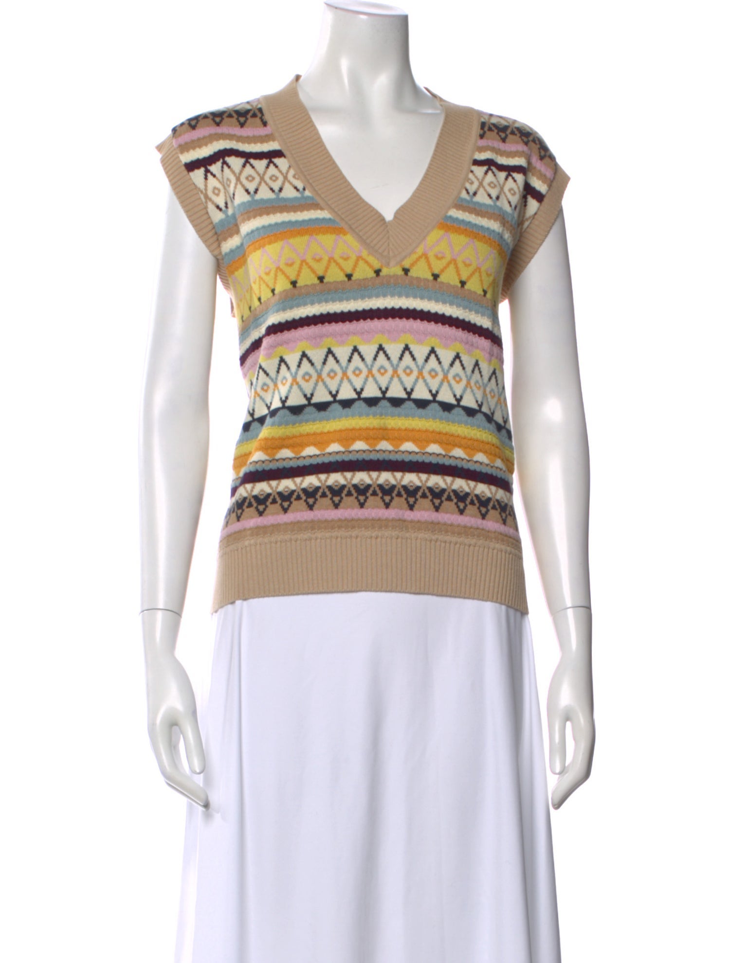 Minnie Rose Printed V-Neck Sweater