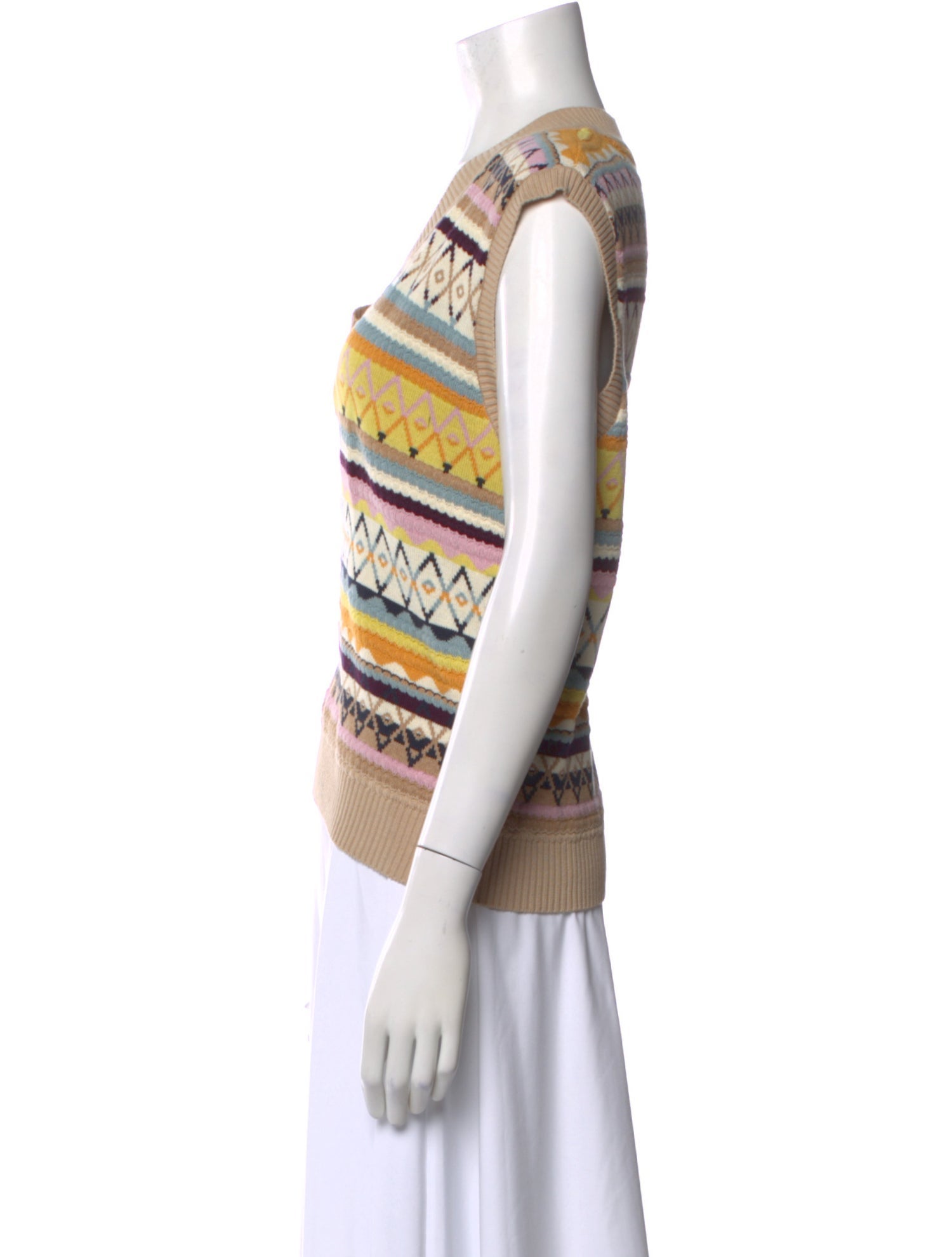 Minnie Rose Printed V-Neck Sweater