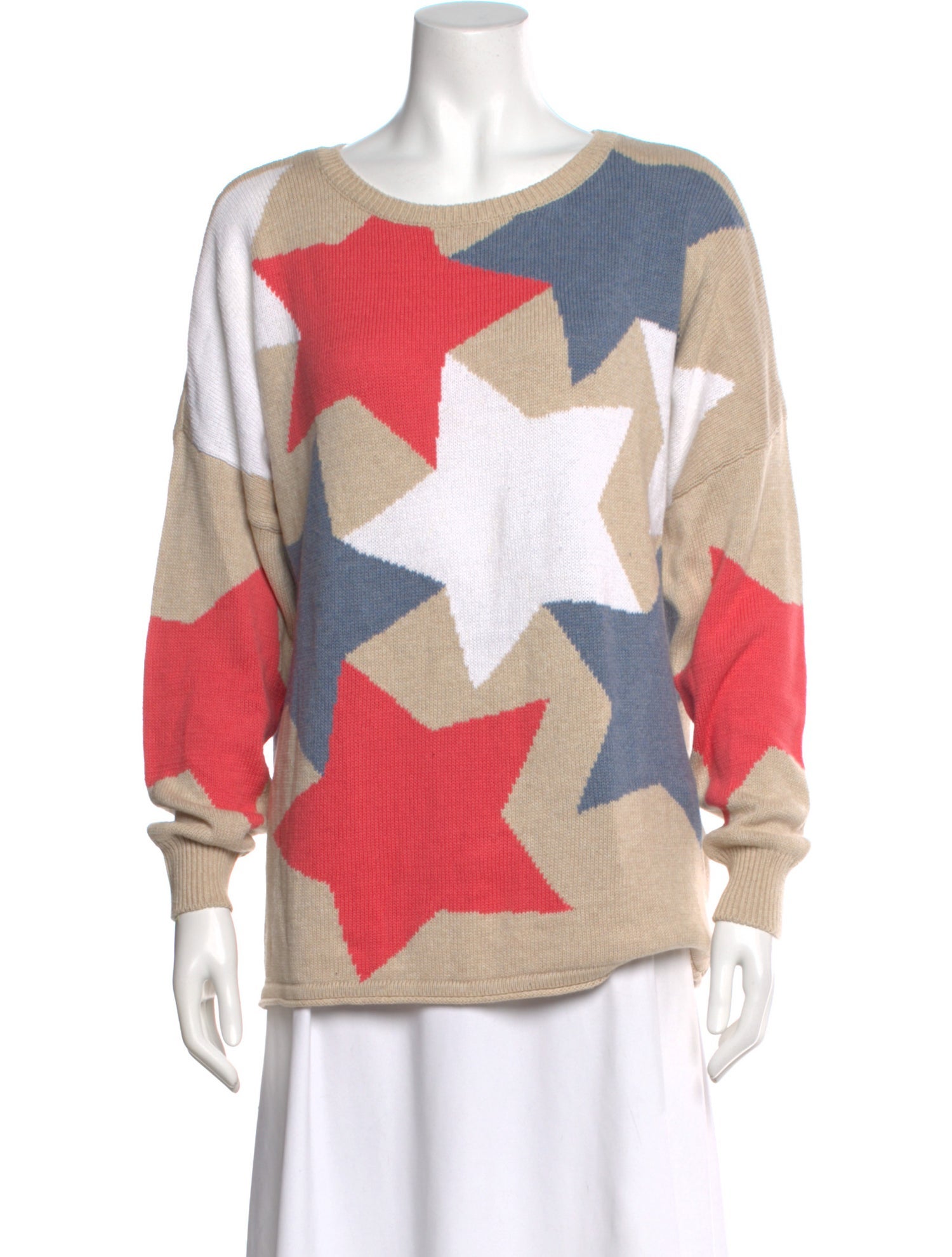 Minnie Rose Printed Bateau Neckline Sweater