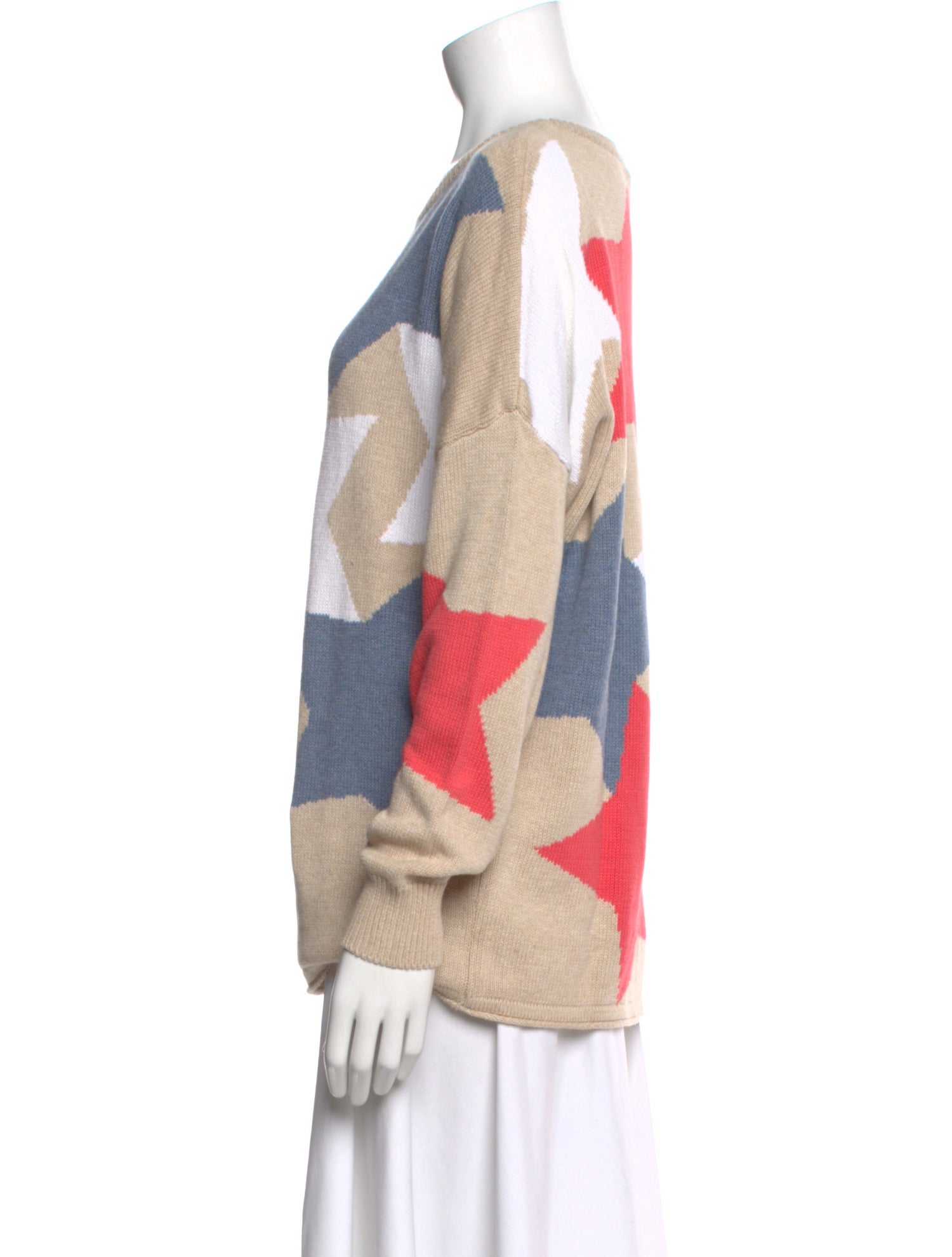 Minnie Rose Printed Bateau Neckline Sweater