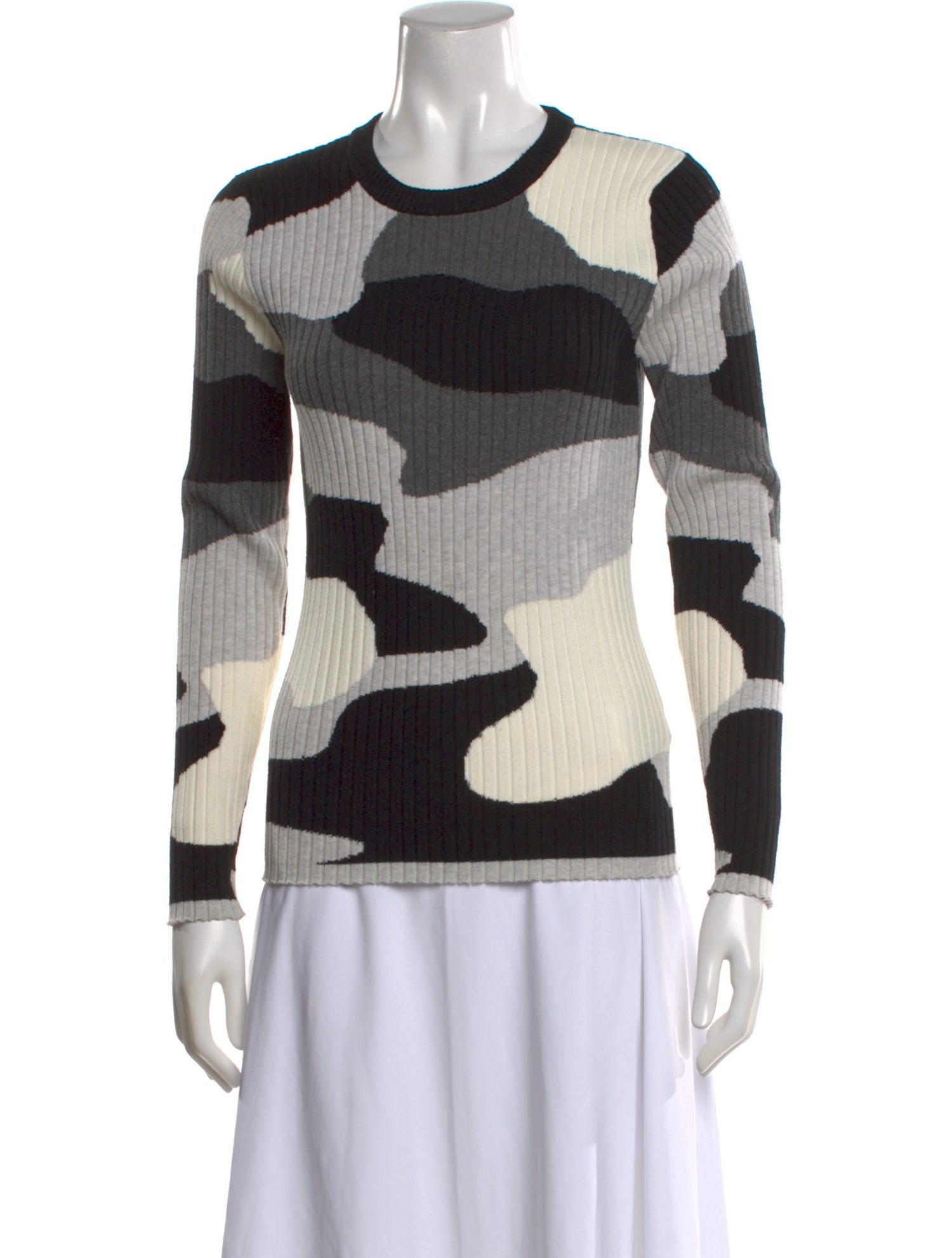 Minnie Rose Camouflage Print Crew Neck Sweater