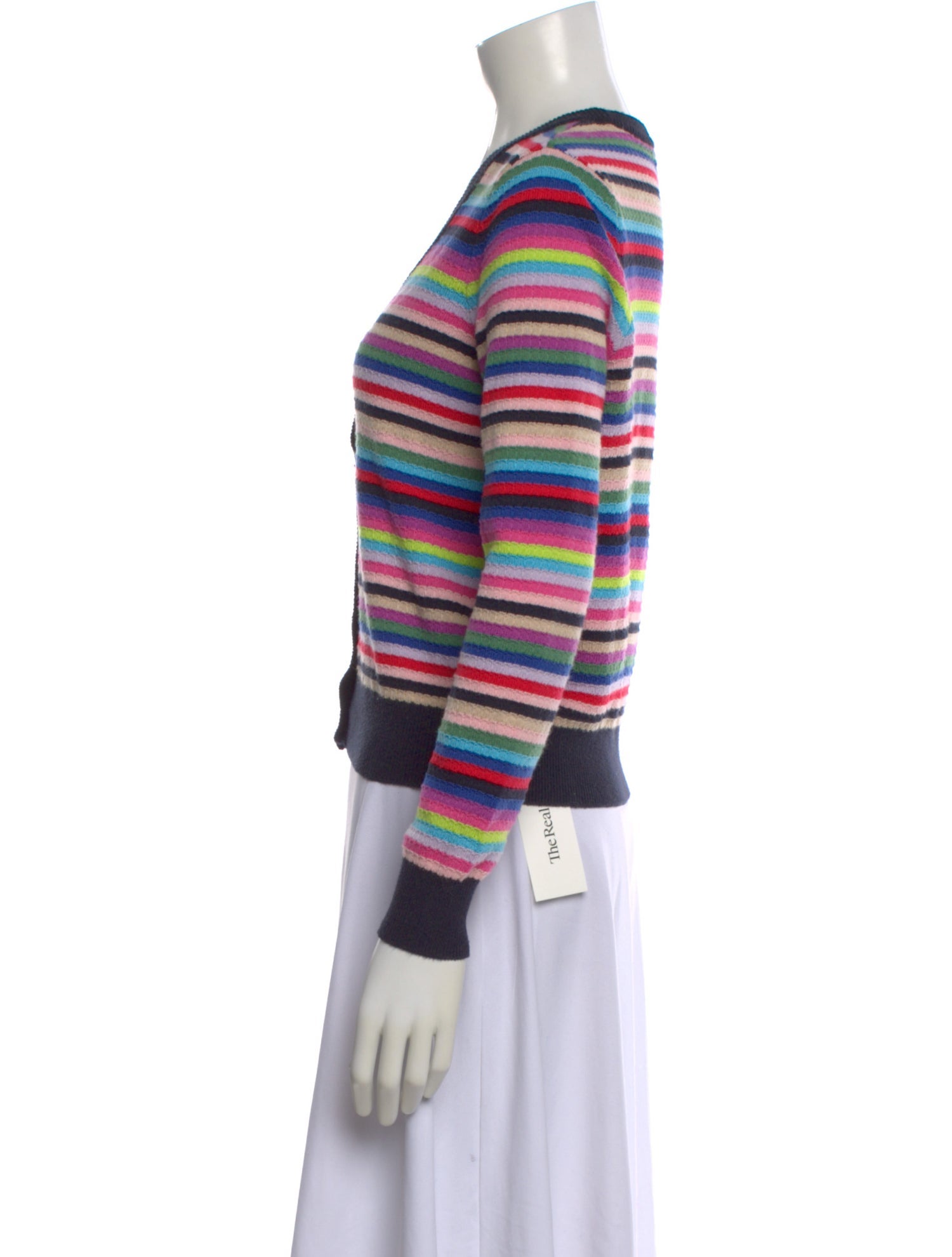 Minnie Rose Striped V-Neck Sweater