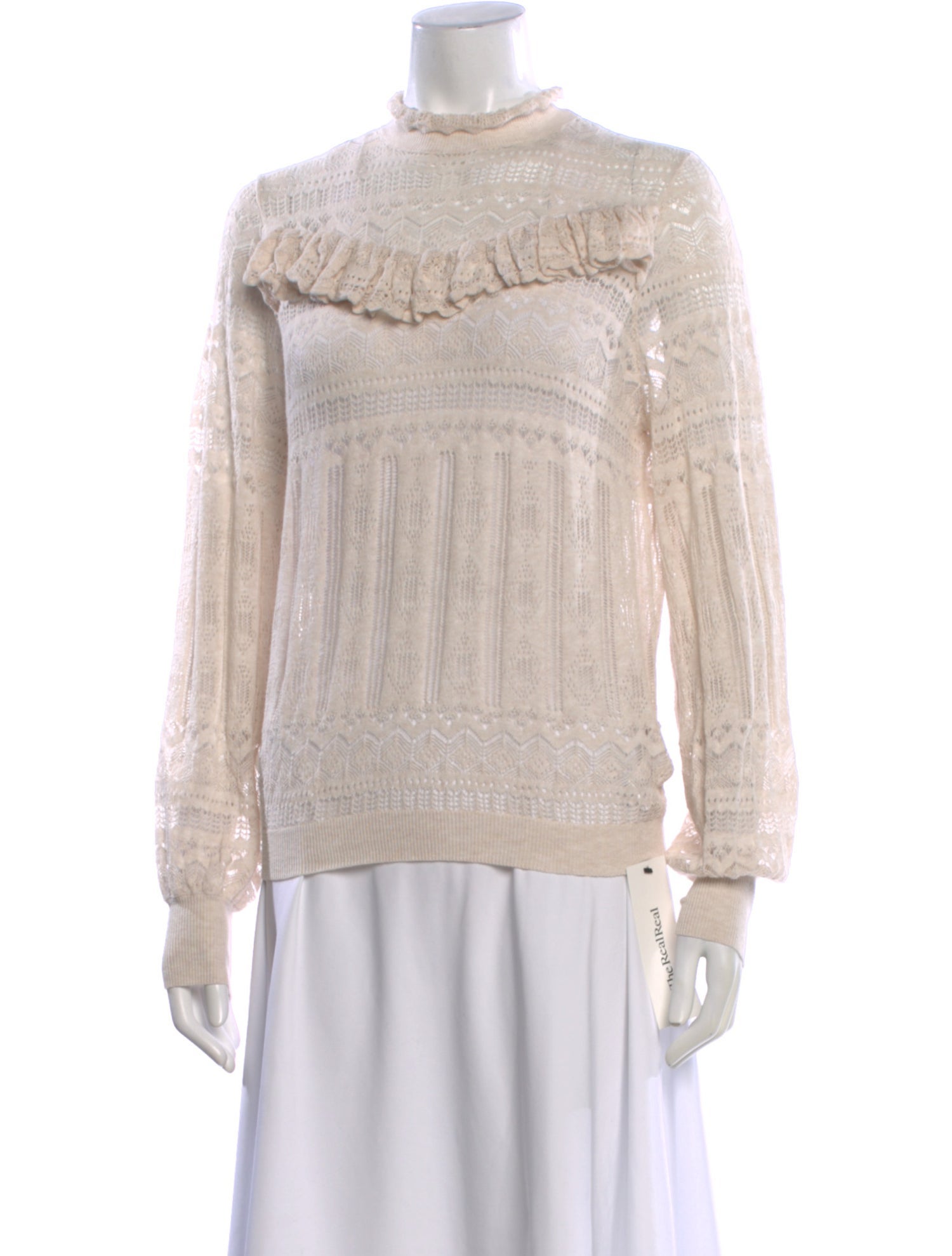 Minnie Rose Lace Pattern Turtleneck Sweater