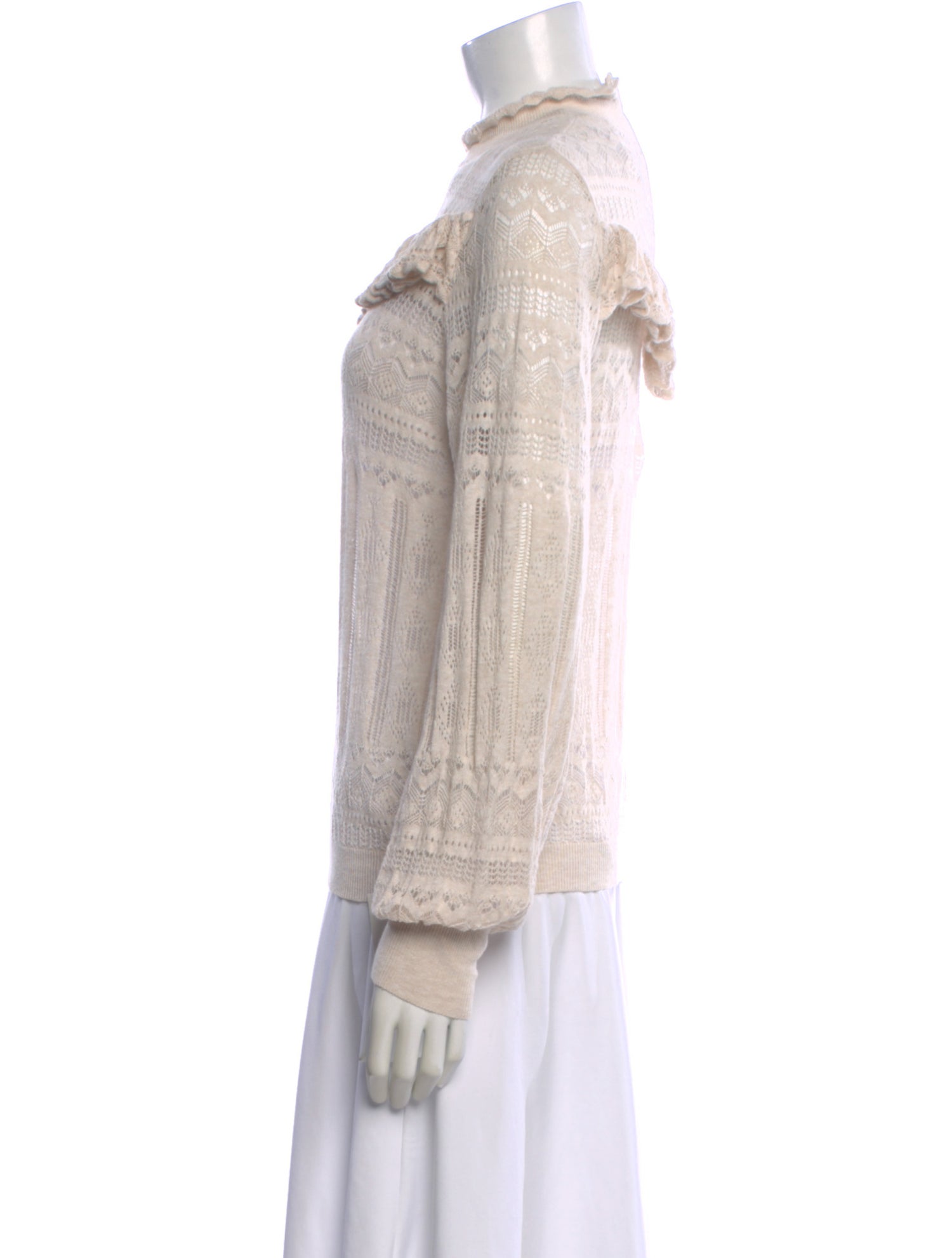 Minnie Rose Lace Pattern Turtleneck Sweater
