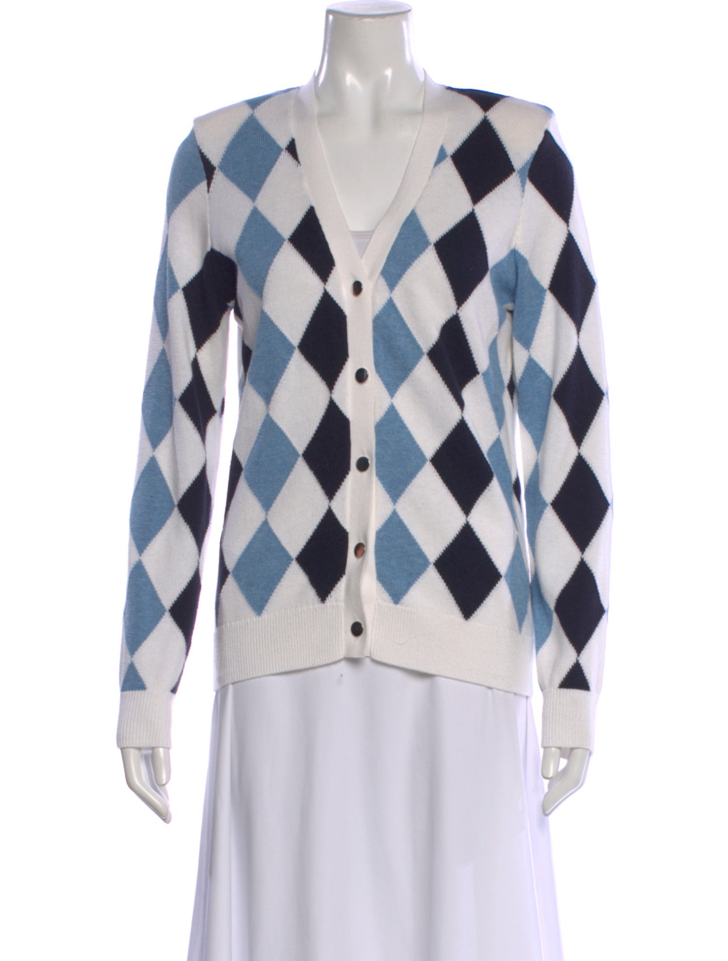 Minnie Rose Patterned V-Neck Sweater