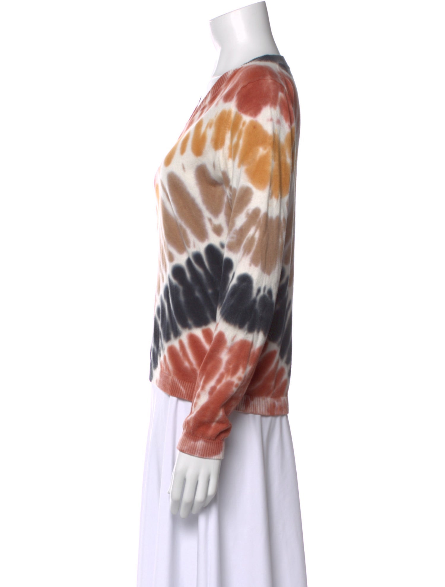 Minnie Rose Tie-Dye Print V-Neck Sweater