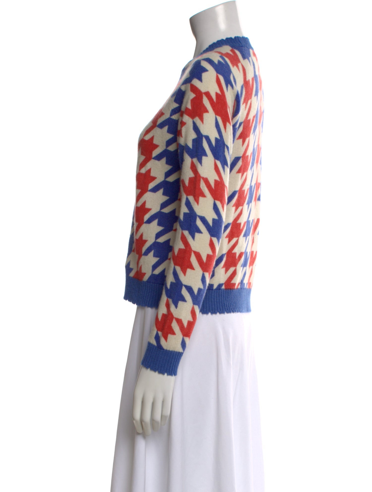 Minnie Rose Cashmere Houndstooth Print Sweater