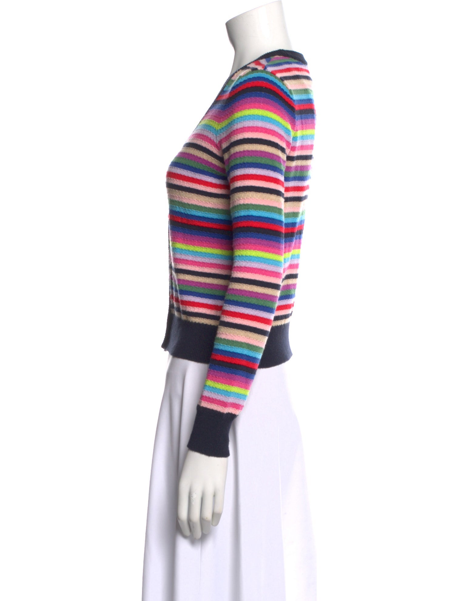 Minnie Rose Striped V-Neck Sweater