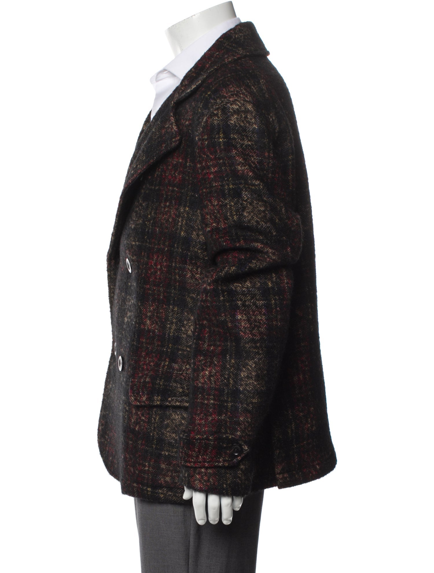 Montedoro Wool Plaid Print Peacoat w/ Tags