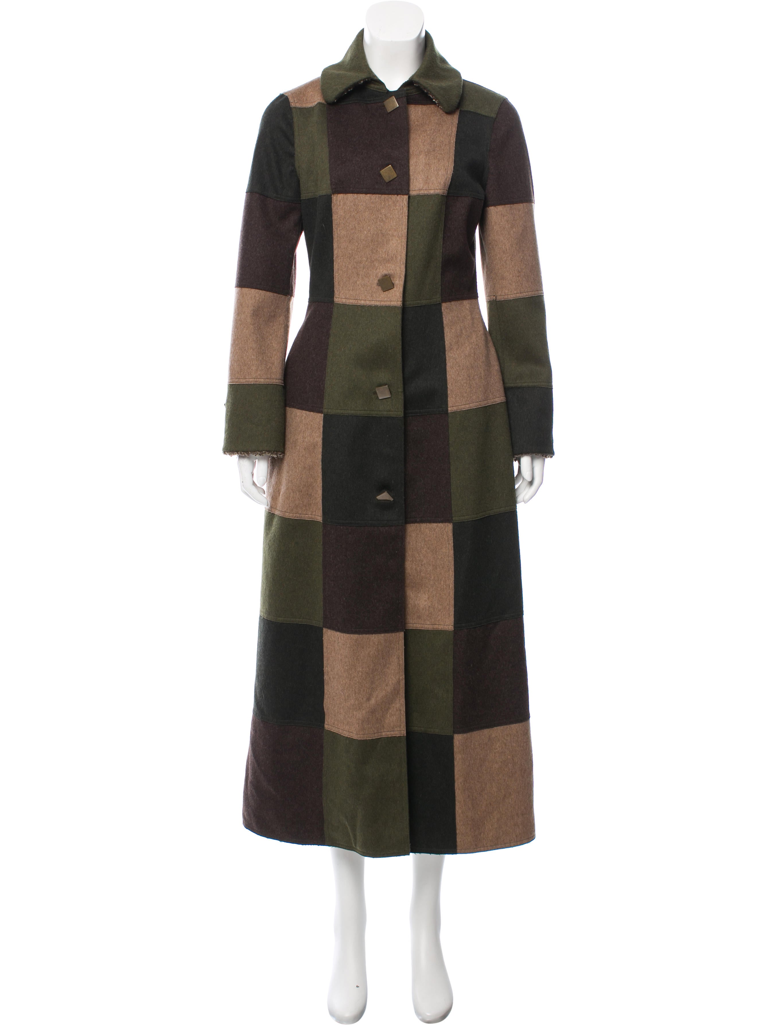 Moschino Cheap and Chic Patchwork Wool Coat - Green Coats