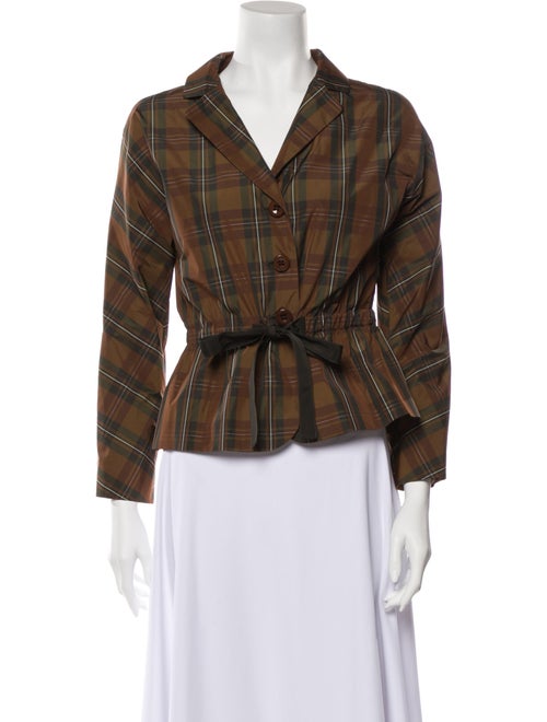 Moschino Cheap and Chic Plaid Print Blazer Brown