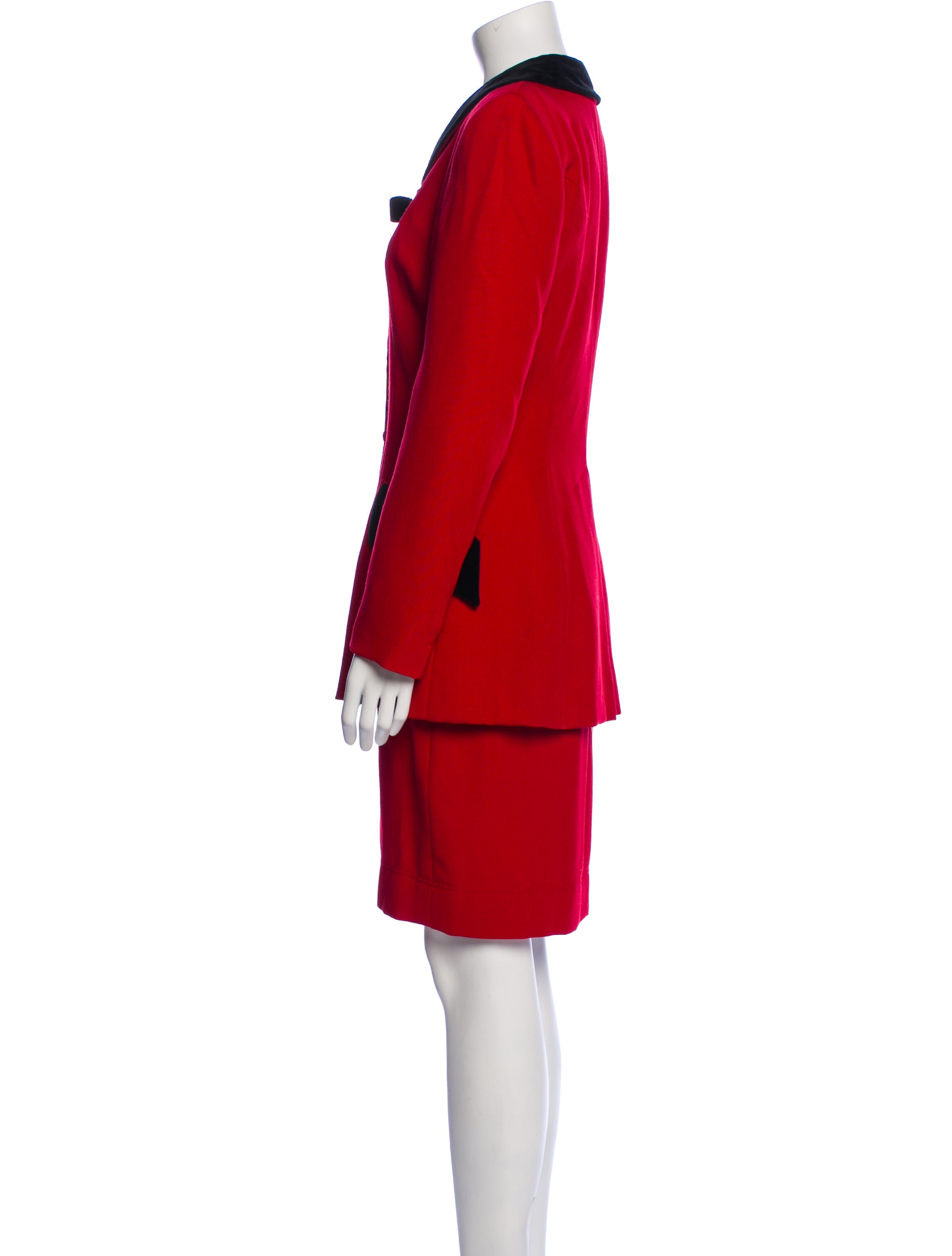Moschino Cheap and Chic Virgin Wool Colorblock Pattern Skirt Suit