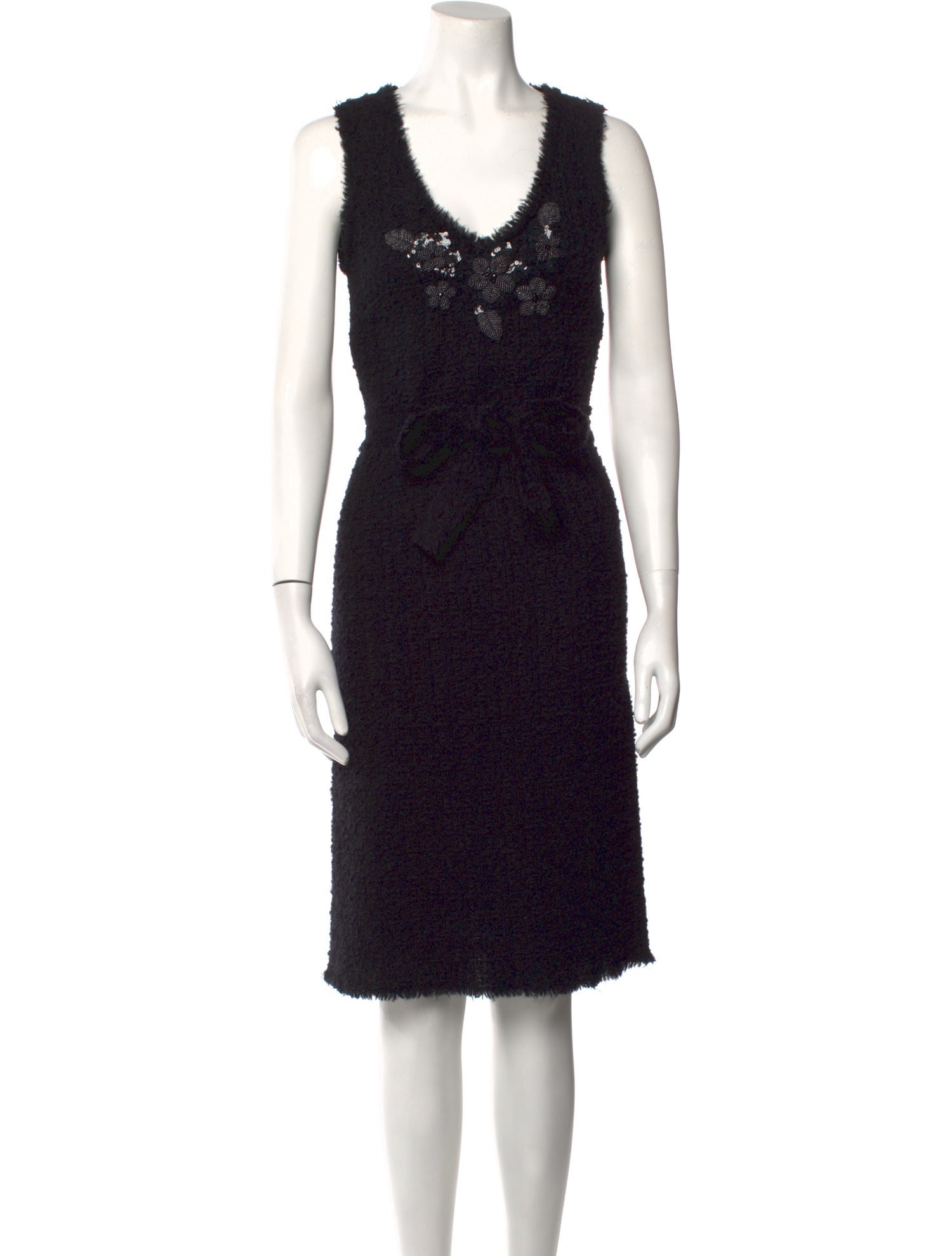 Moschino Cheap and Chic Virgin Wool Midi Length Dress Black Dresses