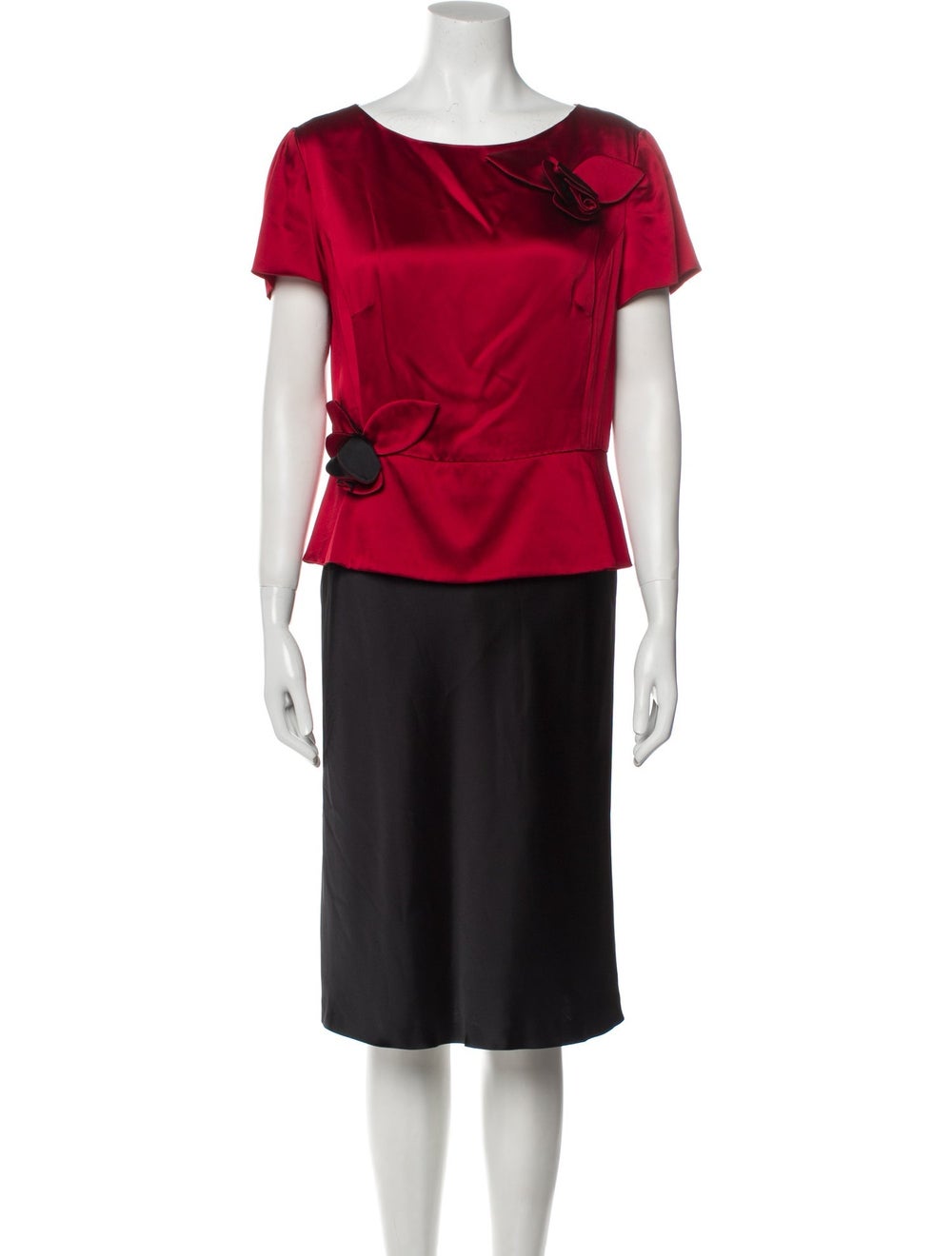 Moschino Cheap and Chic Sheath Dress Vintage From the 1990's Collection by Franco Moschino Red Short Sleeve with Bateau Neckline Concealed