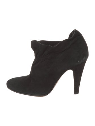 Moschino Cheap and Chic Suede Ruffle Embellishment Boots