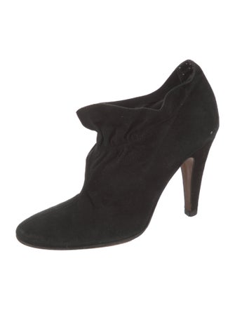 Moschino Cheap and Chic Suede Ruffle Embellishment Boots