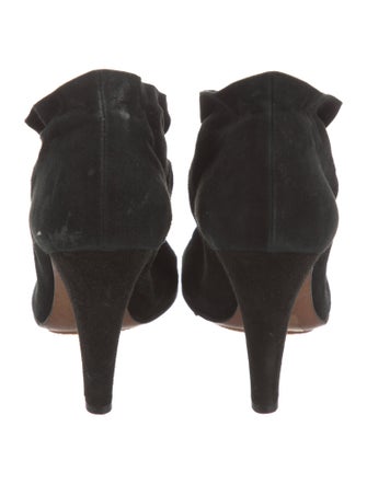 Moschino Cheap and Chic Suede Ruffle Embellishment Boots